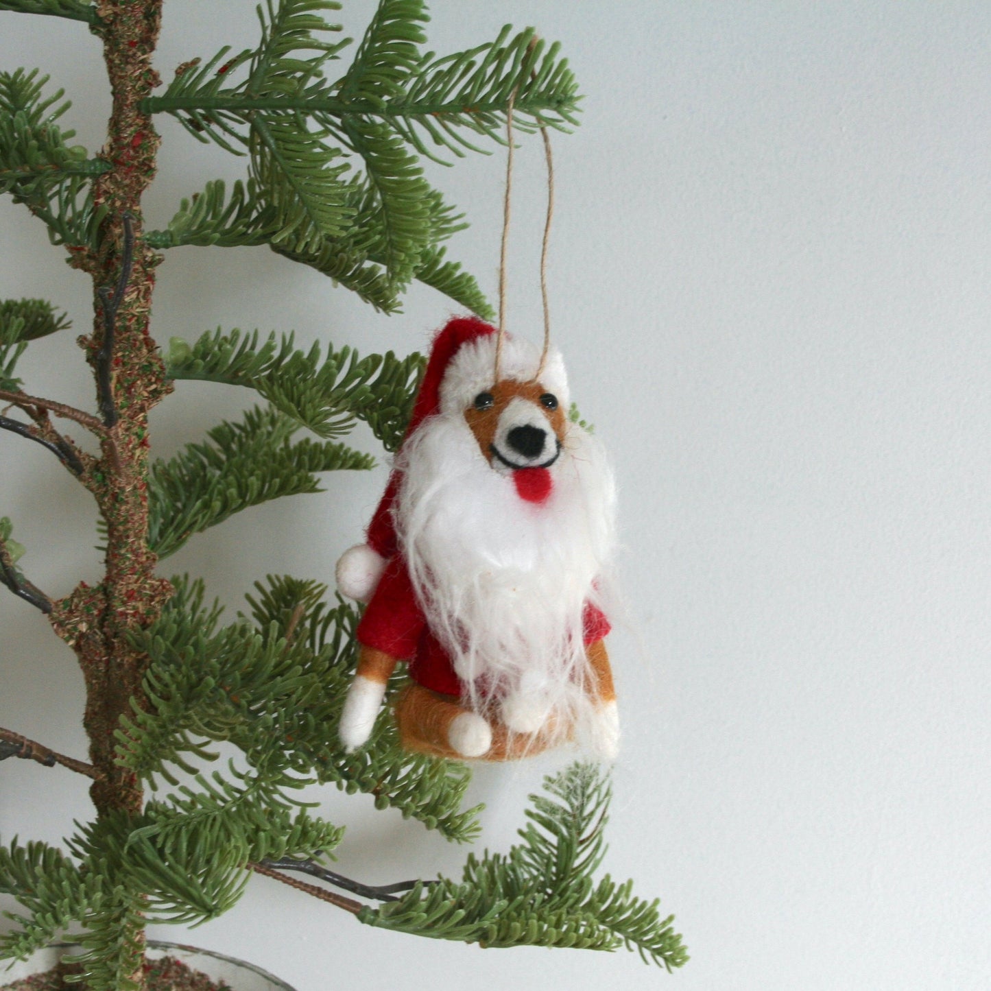 Felt Santa Dog Ornament