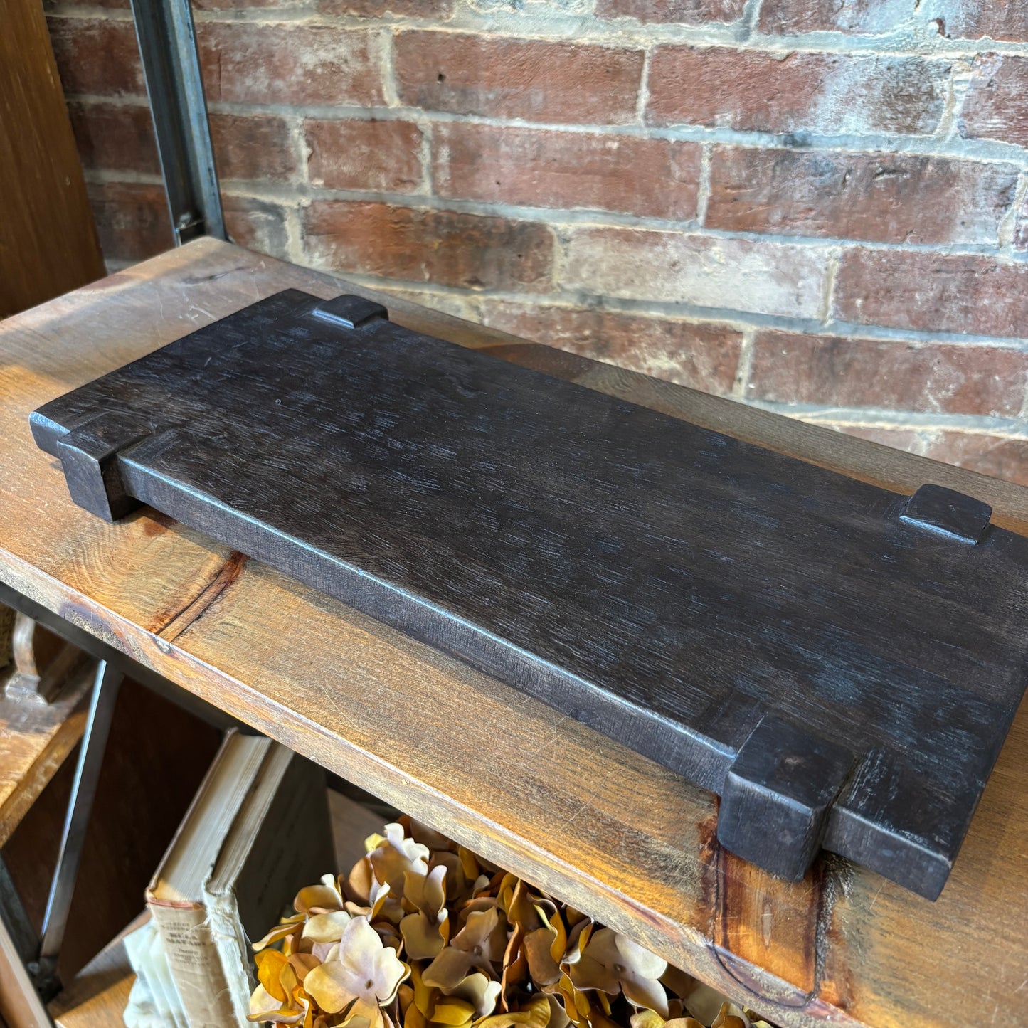 Dark Brown Drift Pedestal Tray