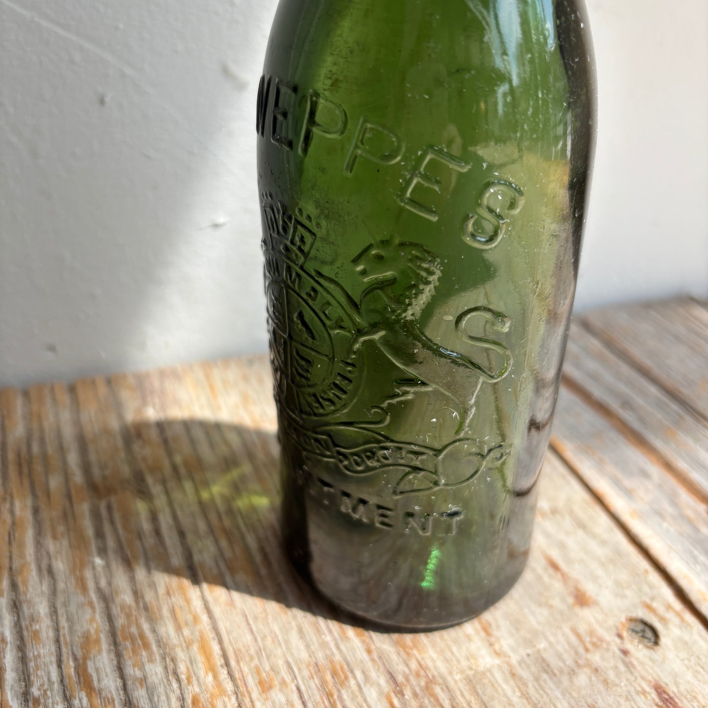 Antique Schweppes By Appointment Green Glass Bottle