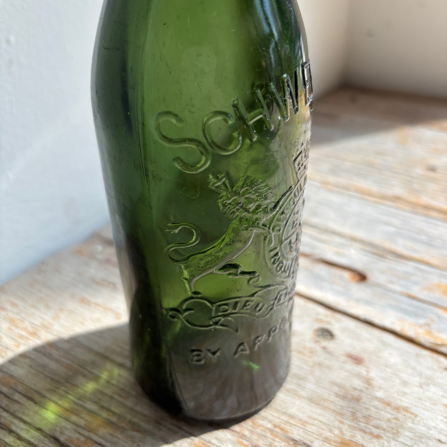 Antique Schweppes By Appointment Green Glass Bottle