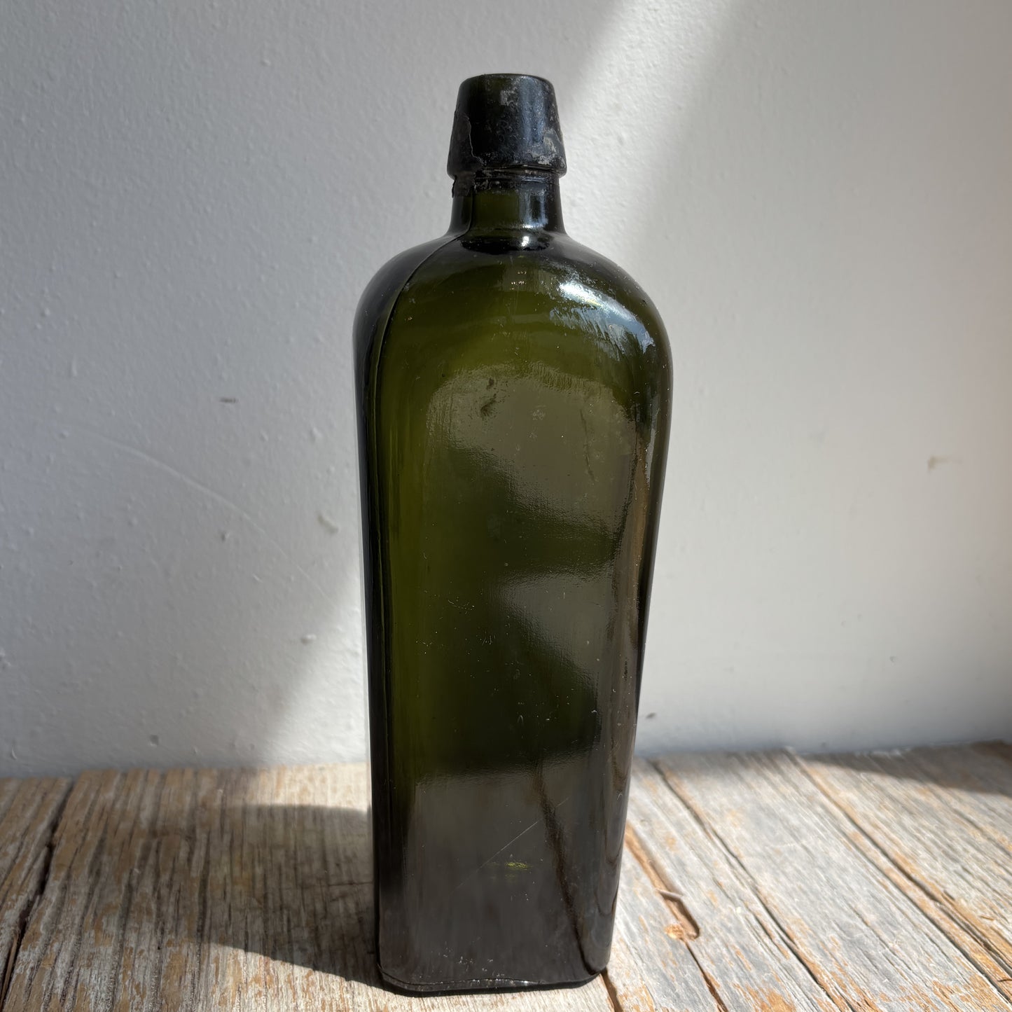 Antique Dark Green Glass Gin Bottle