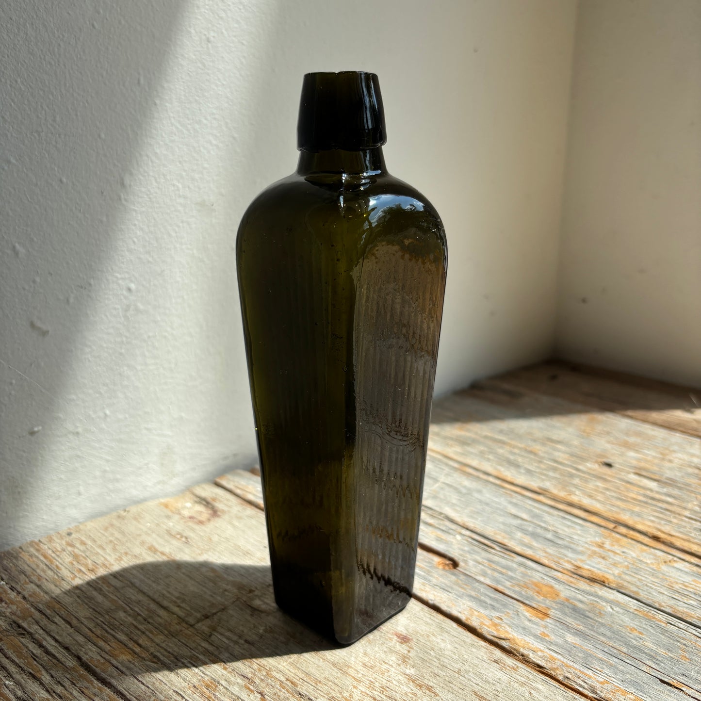 Vintage Dark Green Glass Gin Bottle - SM