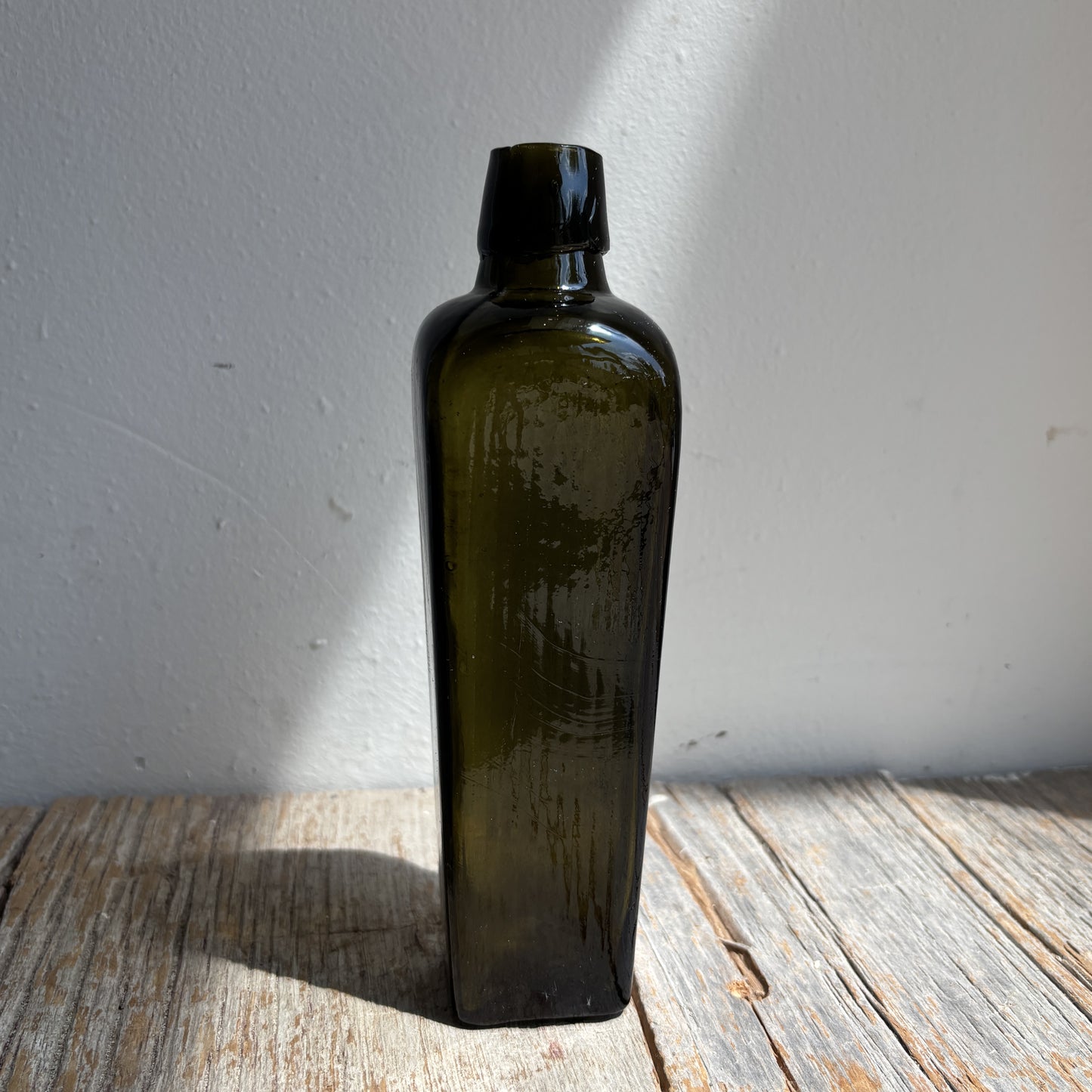 Vintage Dark Green Glass Gin Bottle - SM