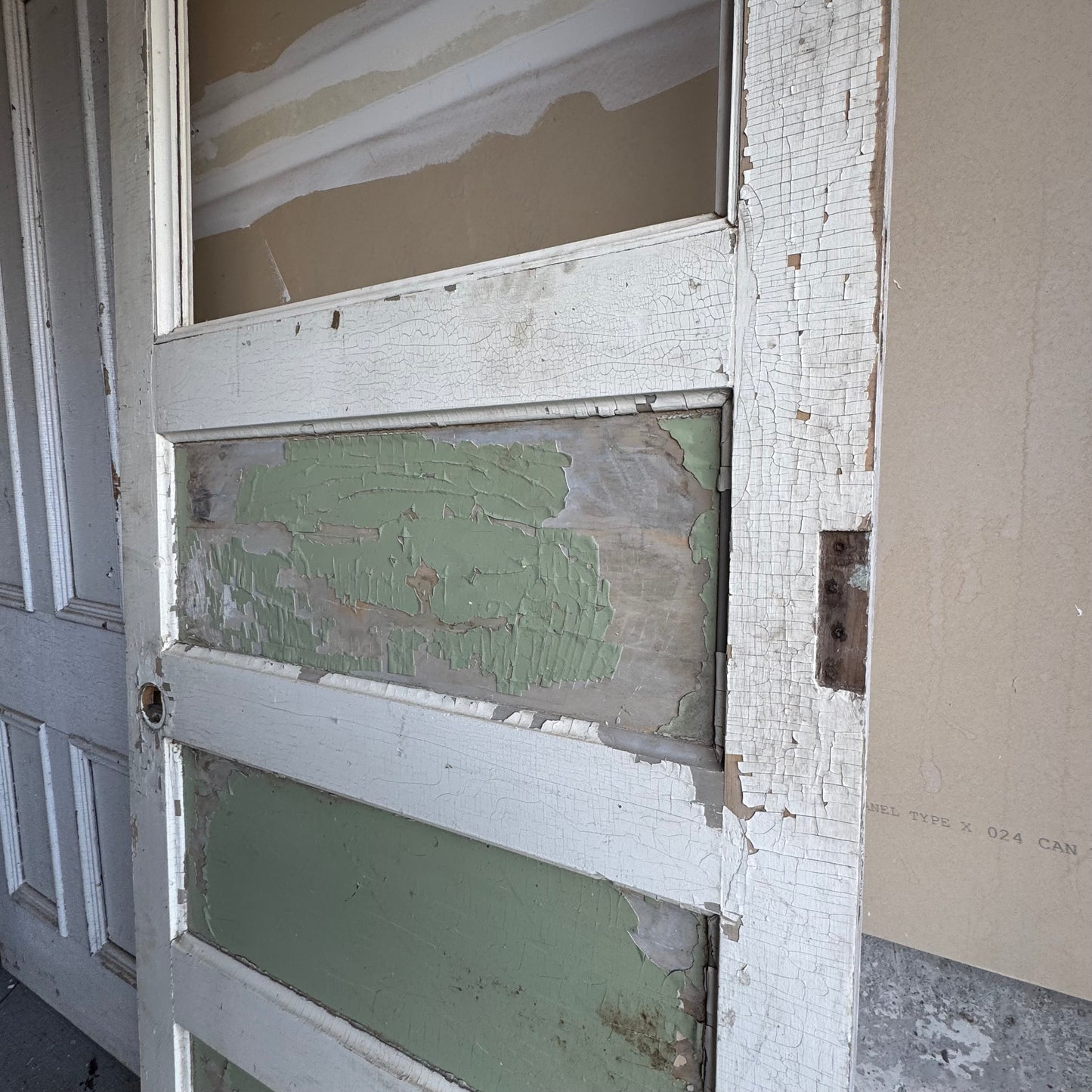 Antique White/Sage Green Farmhouse Door - No Glass Window