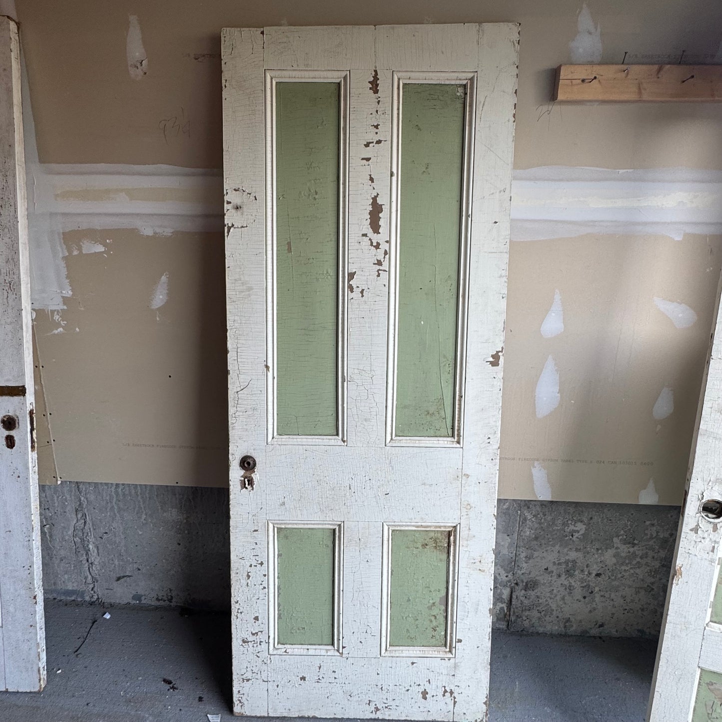 Antique White/Sage Green Farmhouse Door