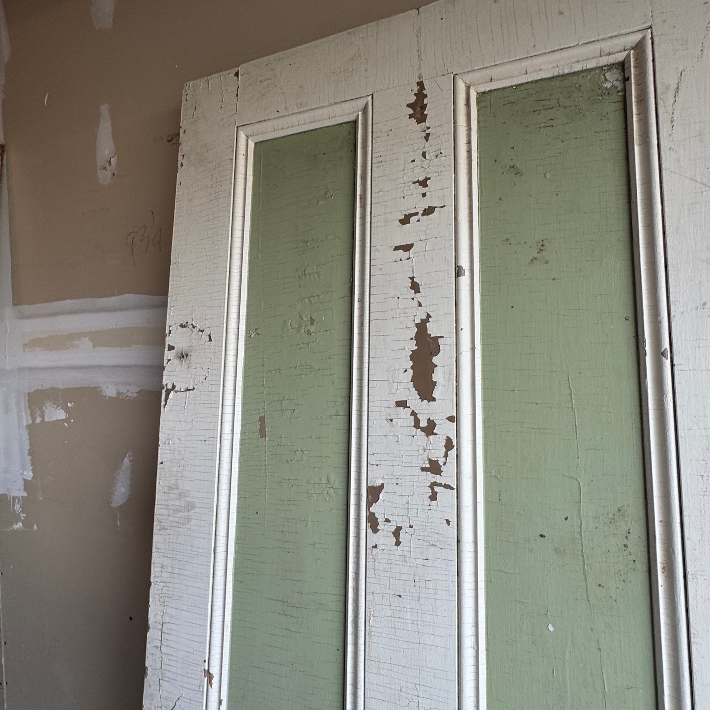 Antique White/Sage Green Farmhouse Door