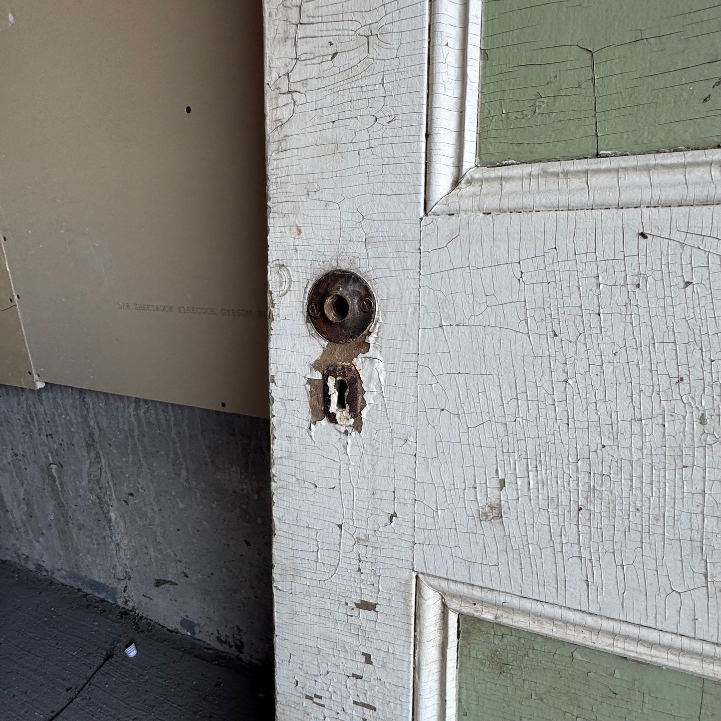 Antique White/Sage Green Farmhouse Door