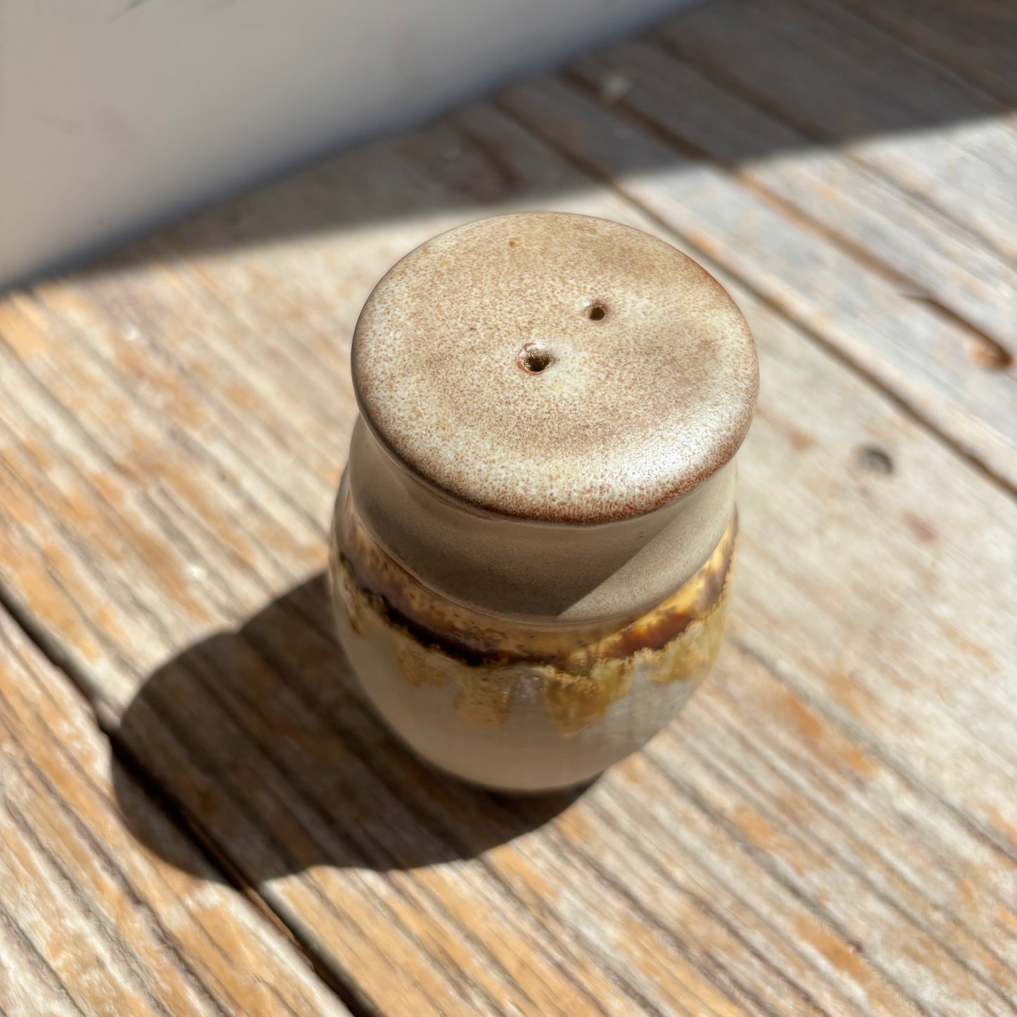Vintage Laurentian Lava Drip Pottery Salt & Pepper Shakers - Set of 2