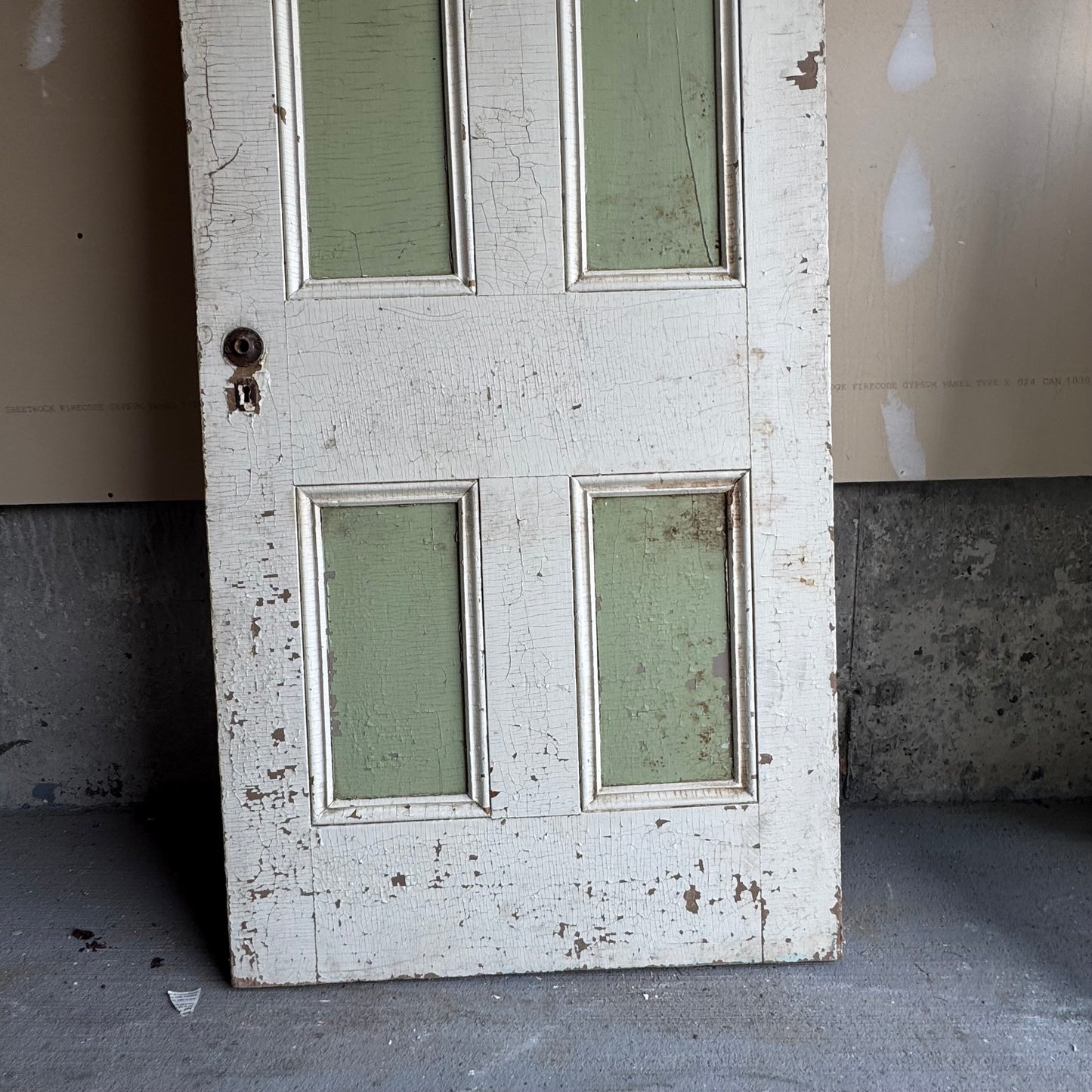 Antique White/Sage Green Farmhouse Door