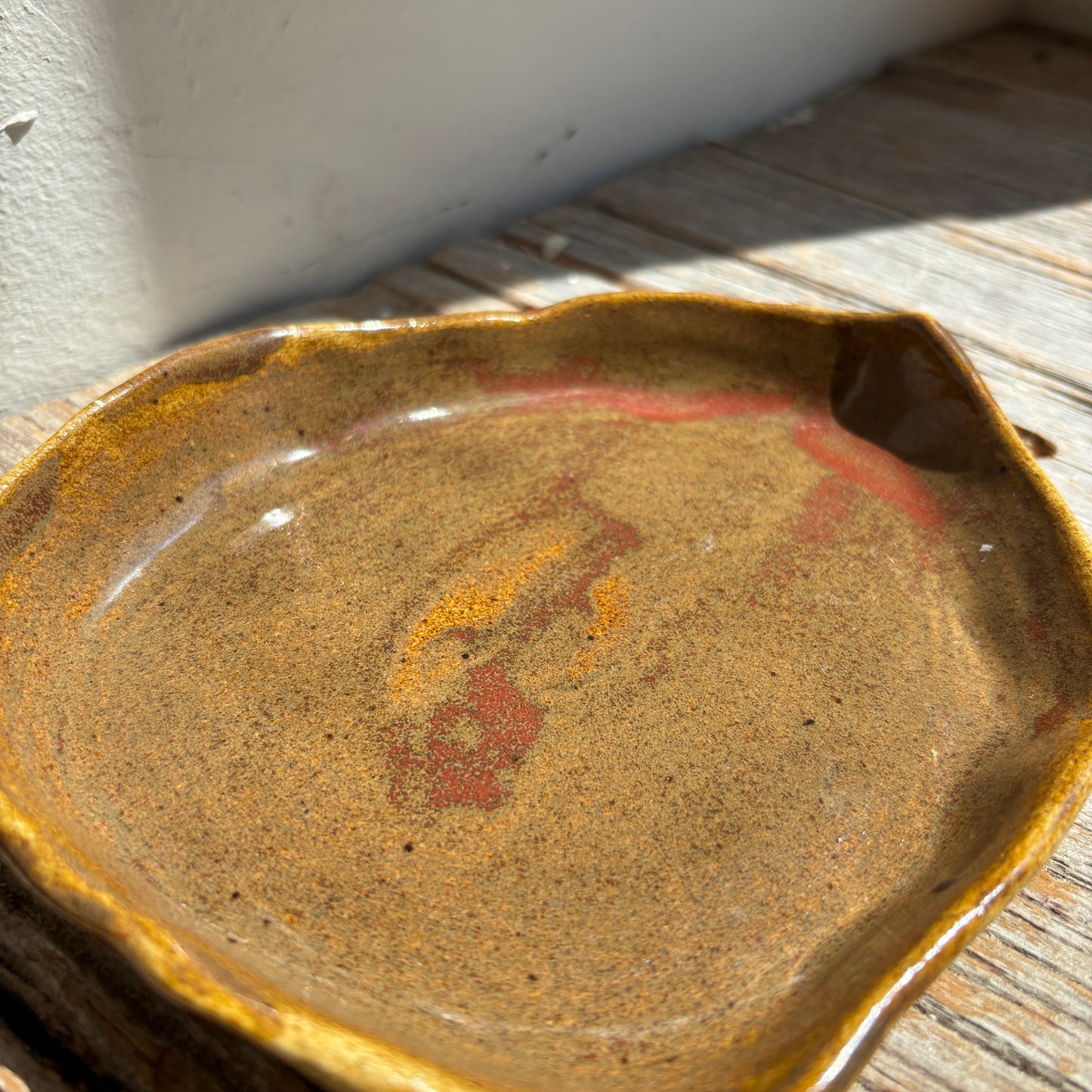 Vintage Pottery Tray - Brown/Rust
