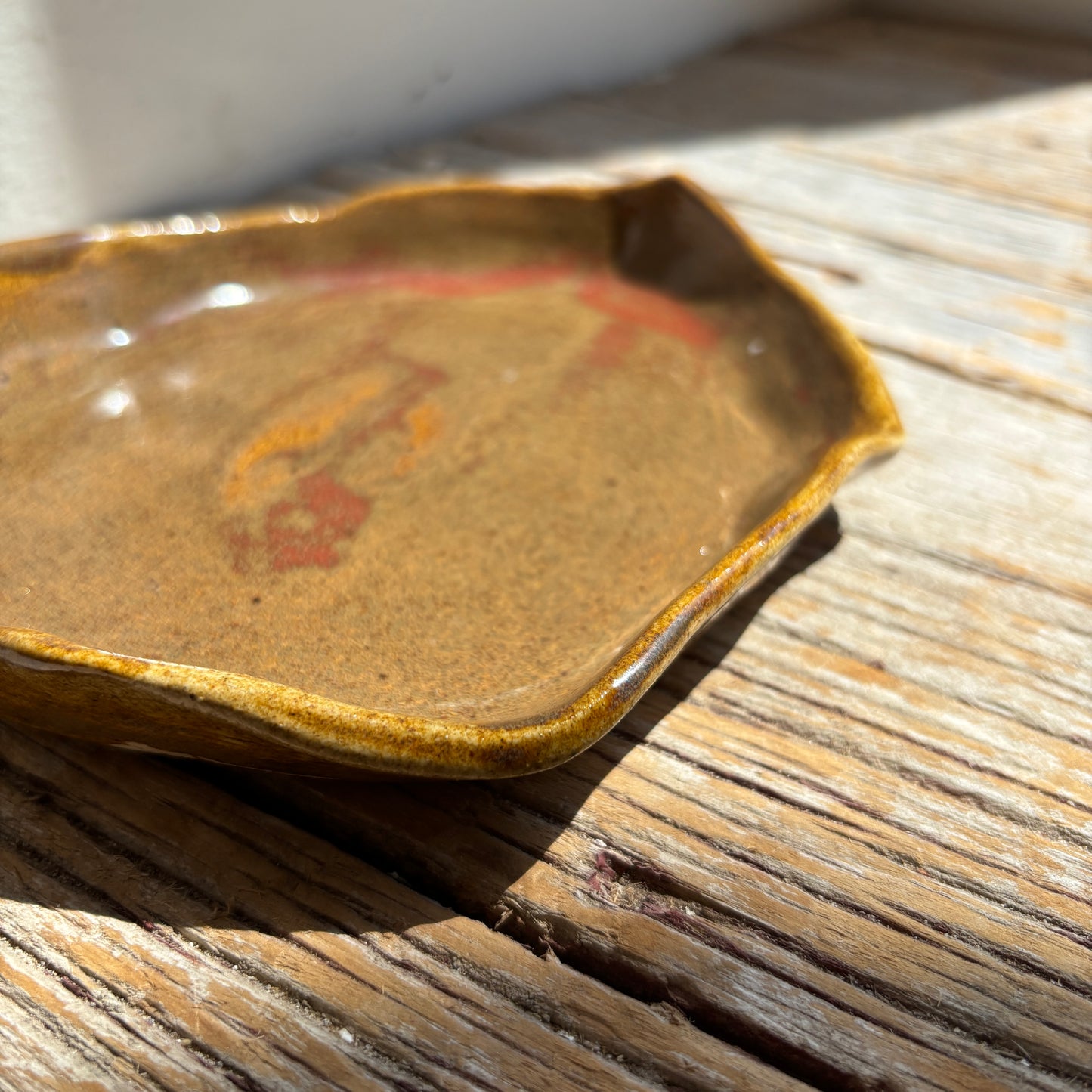 Vintage Pottery Tray - Brown/Rust