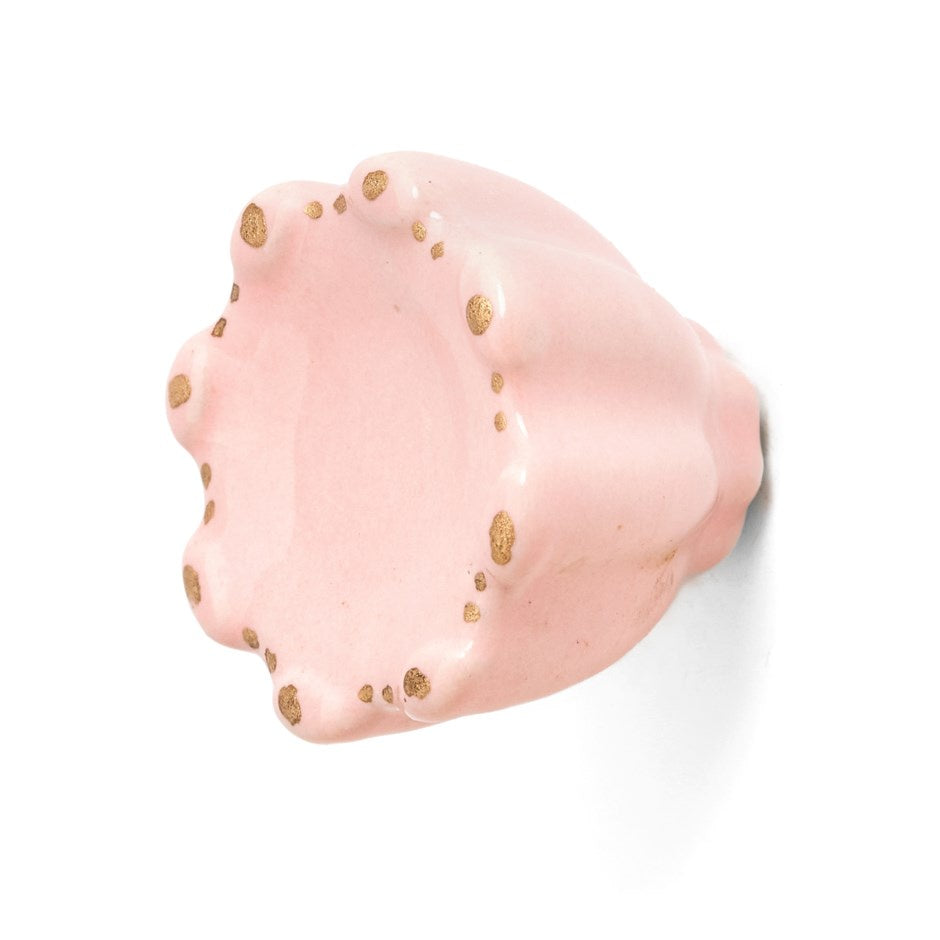 Knob: Pink Ceramic Gold Dots