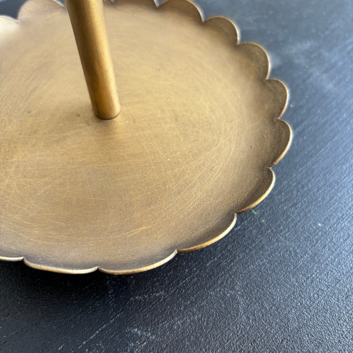 Metal 3-Tier Tray w/ Scalloped Edges