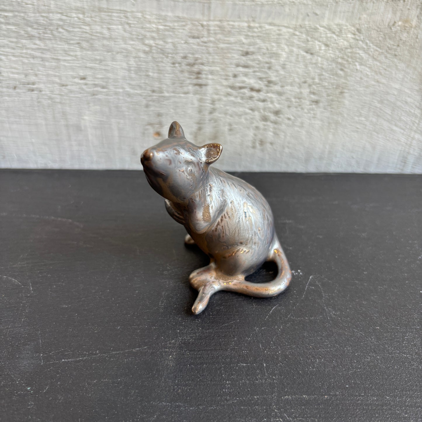 Stoneware Rat - Reactive Metallic Glaze