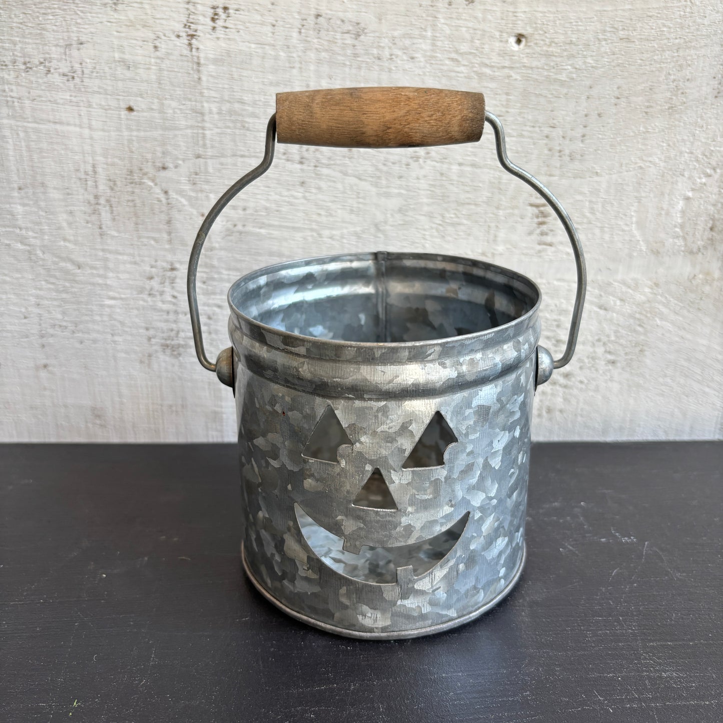 Galvanized Jack-O-Lantern Bucket