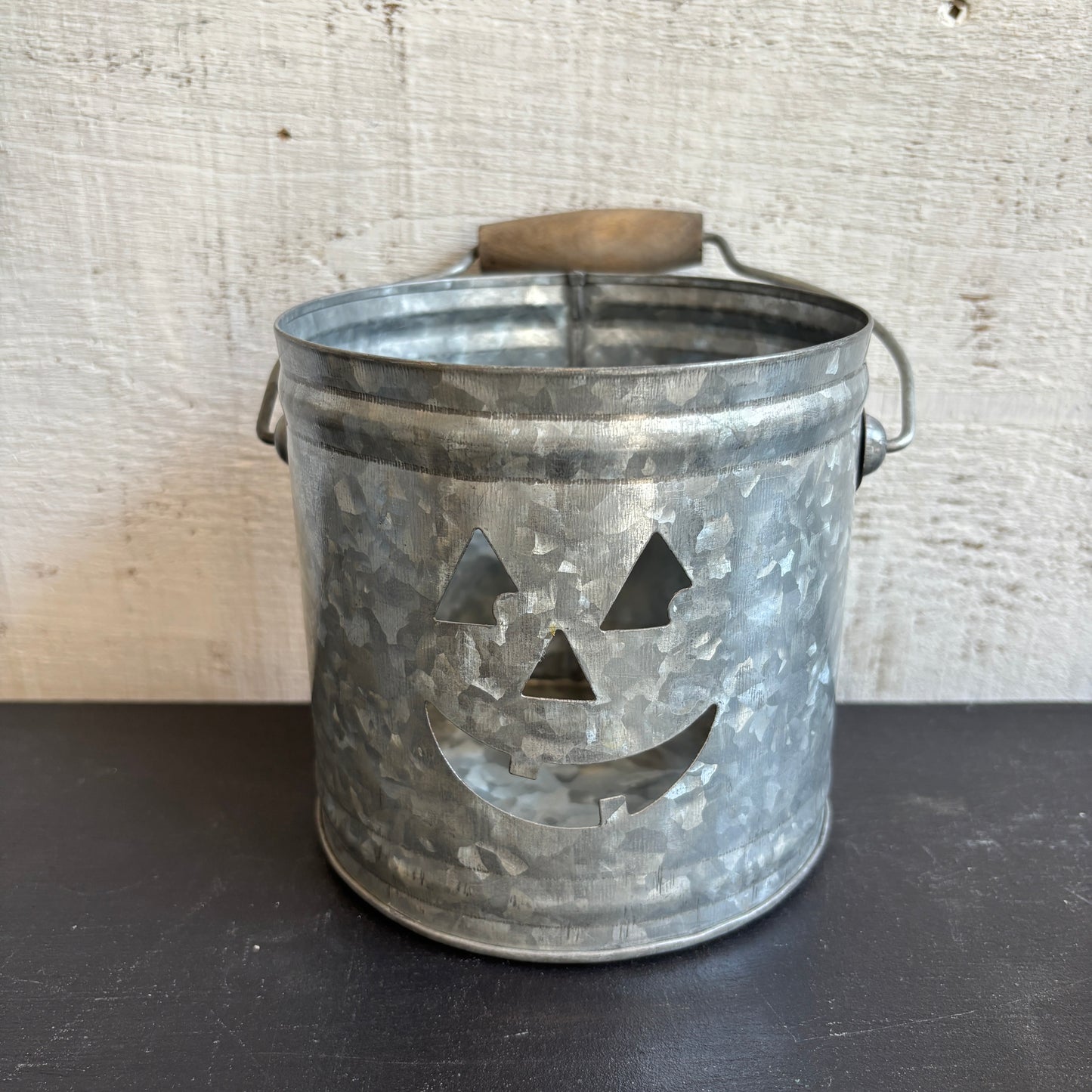 Galvanized Jack-O-Lantern Bucket