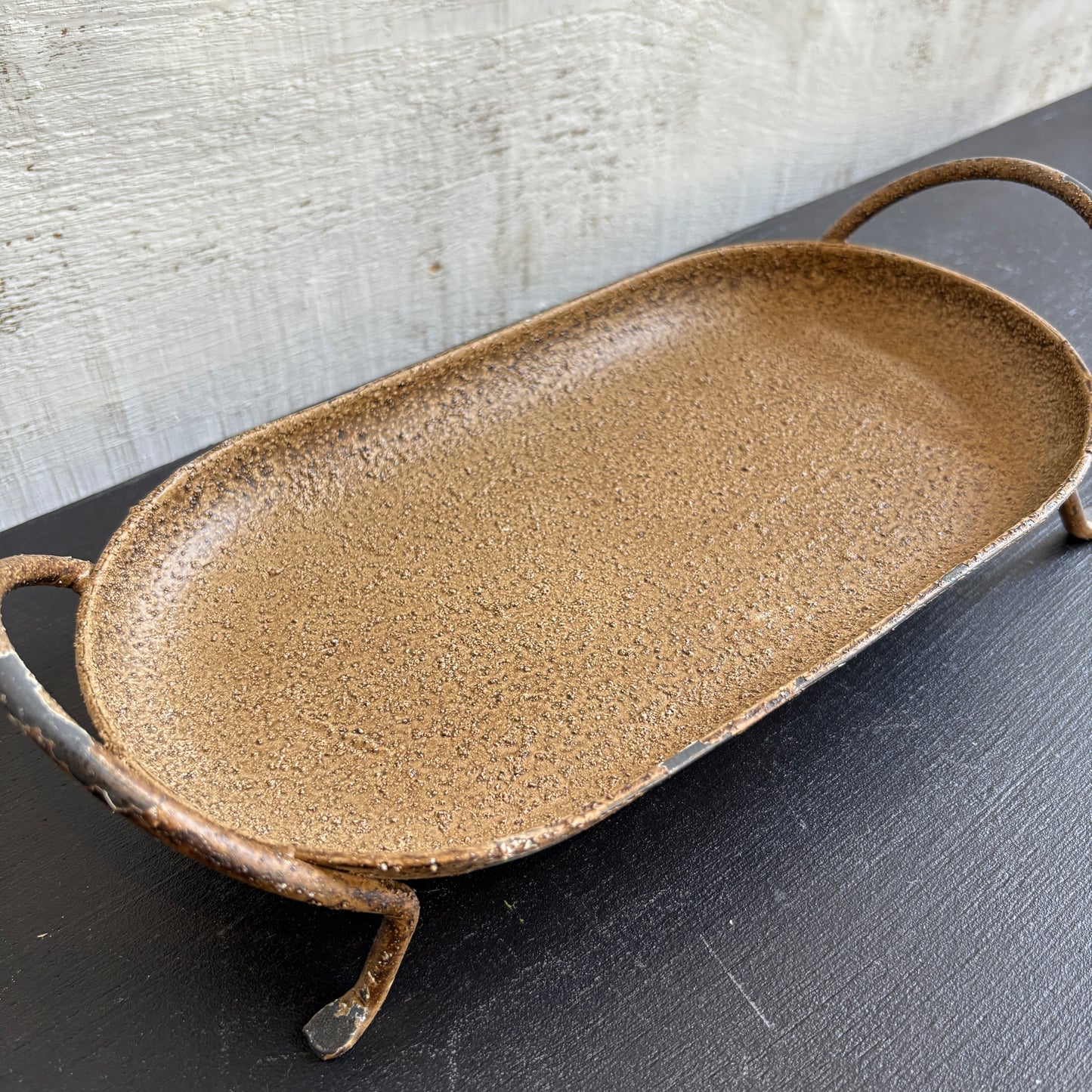 Decorative Metal Footed Tray w/ Handles