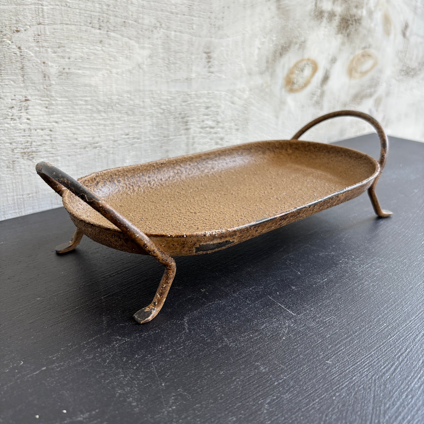 Decorative Metal Footed Tray w/ Handles
