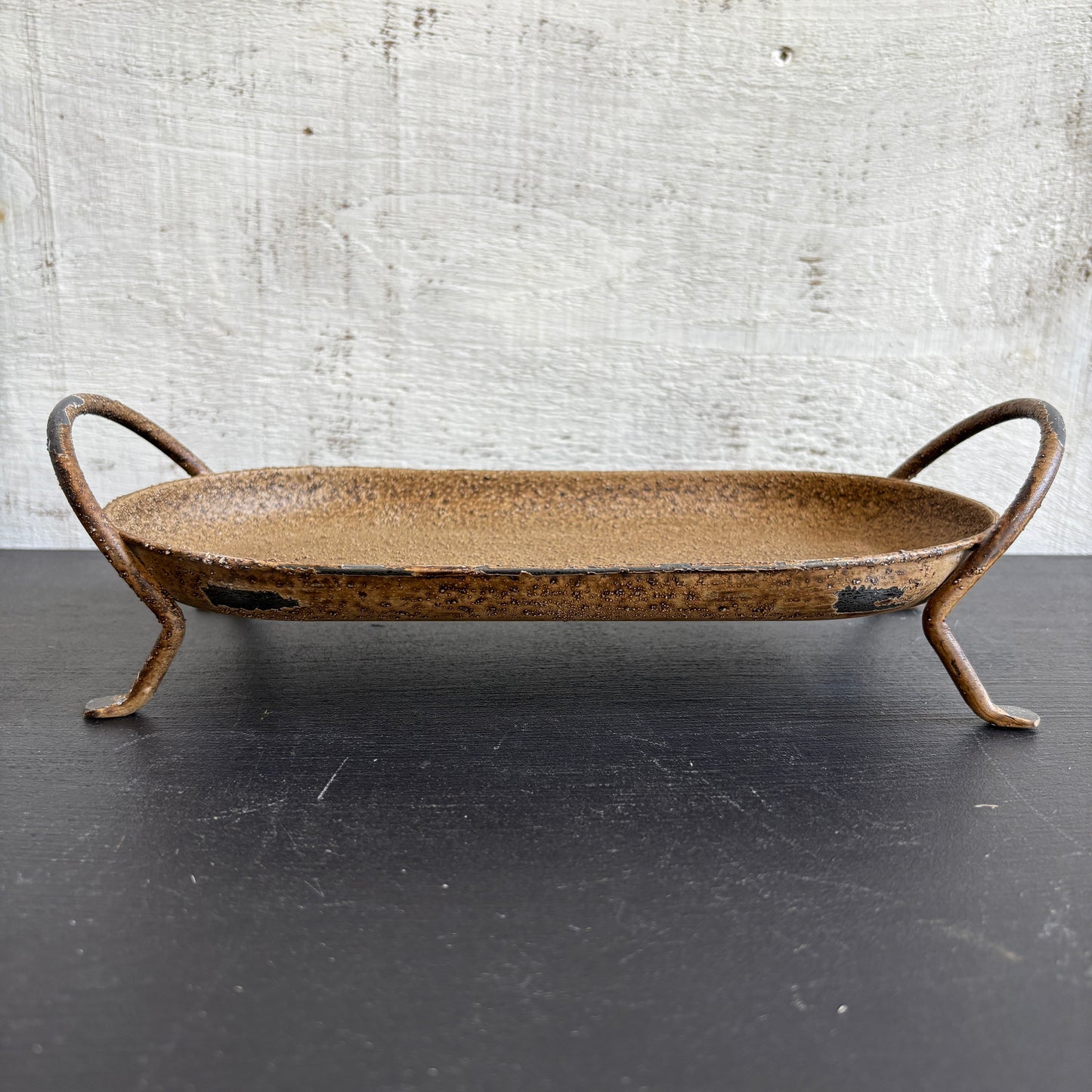 Decorative Metal Footed Tray w/ Handles
