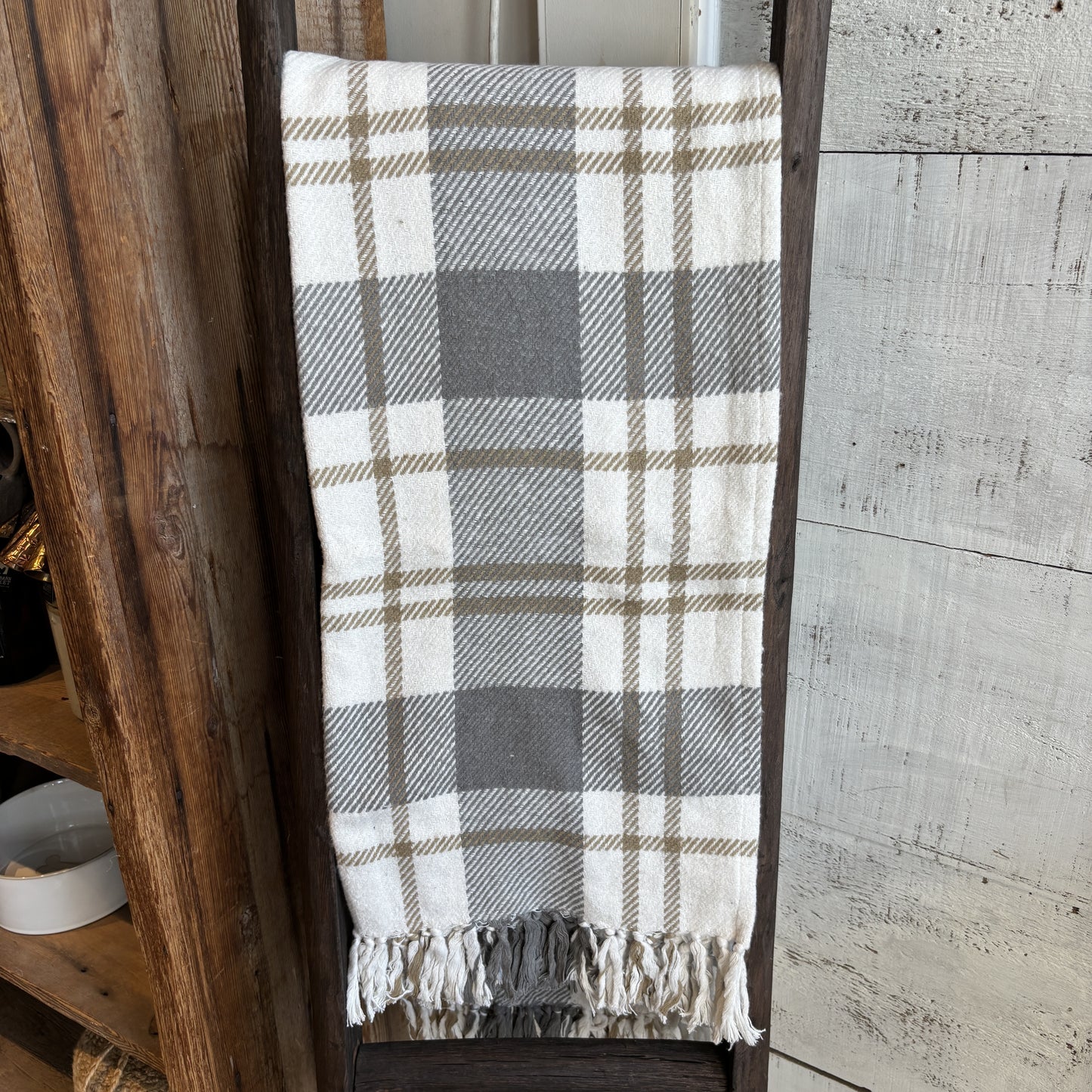 Brushed Cotton Flannel Throw w/ Fringe