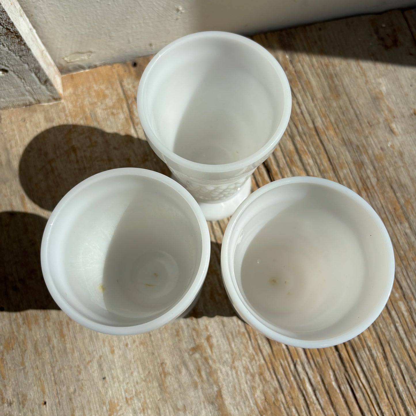 Tall Grape Design Milk Glass Cup - Lot of 3