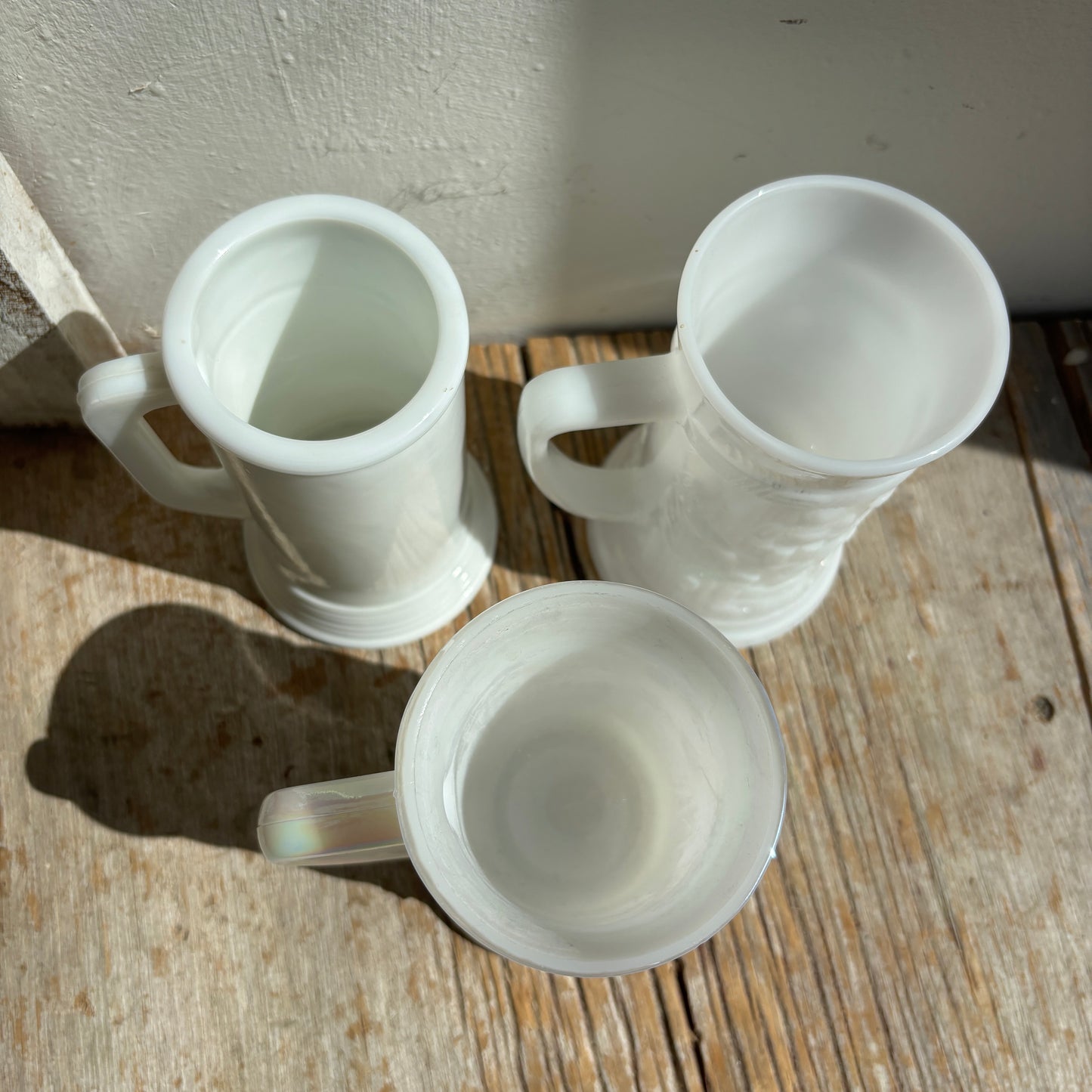 Milk Glass Beer Mug - Lot of 3