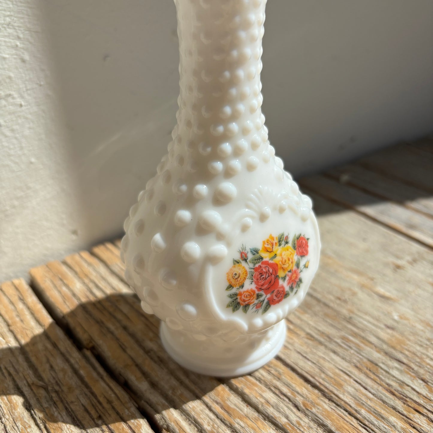 Milk Glass Bud Vase - Floral Design