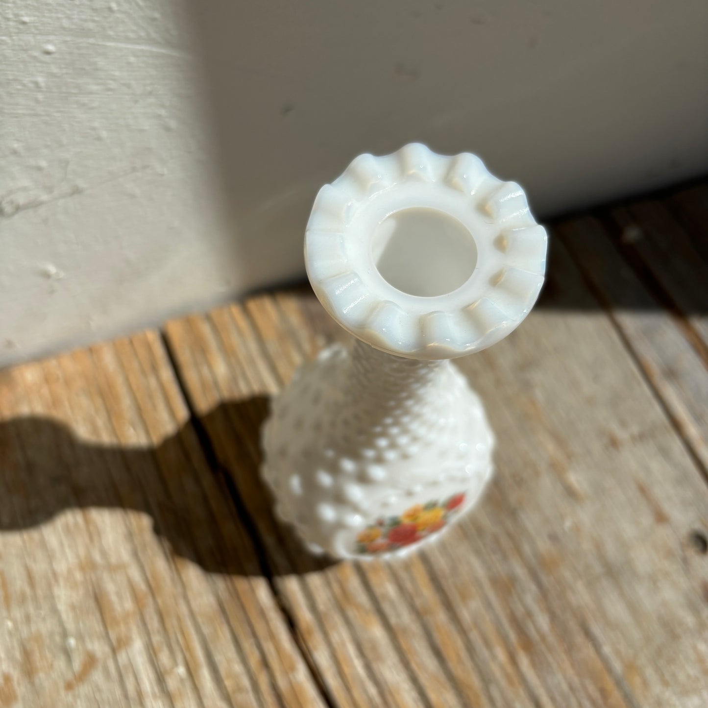 Milk Glass Bud Vase - Floral Design