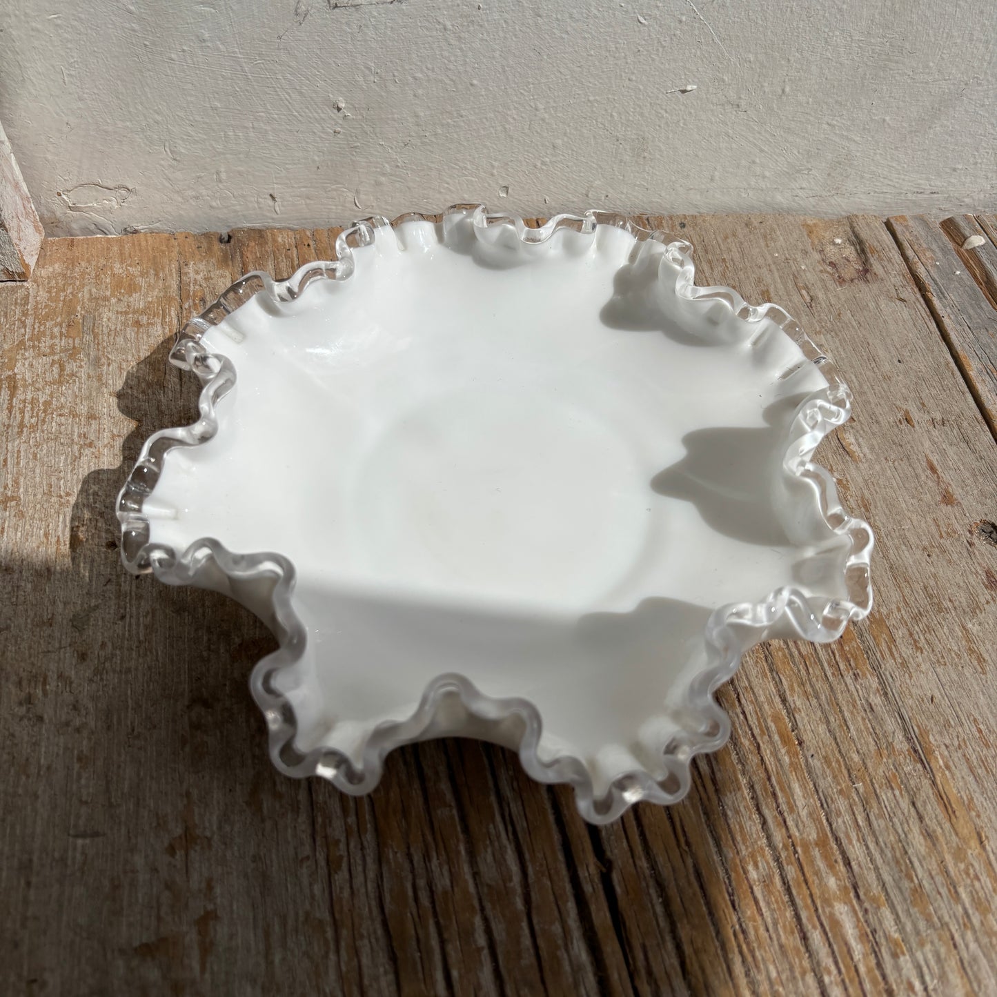 Milk Glass Ruffle Dishes - Lot of 2