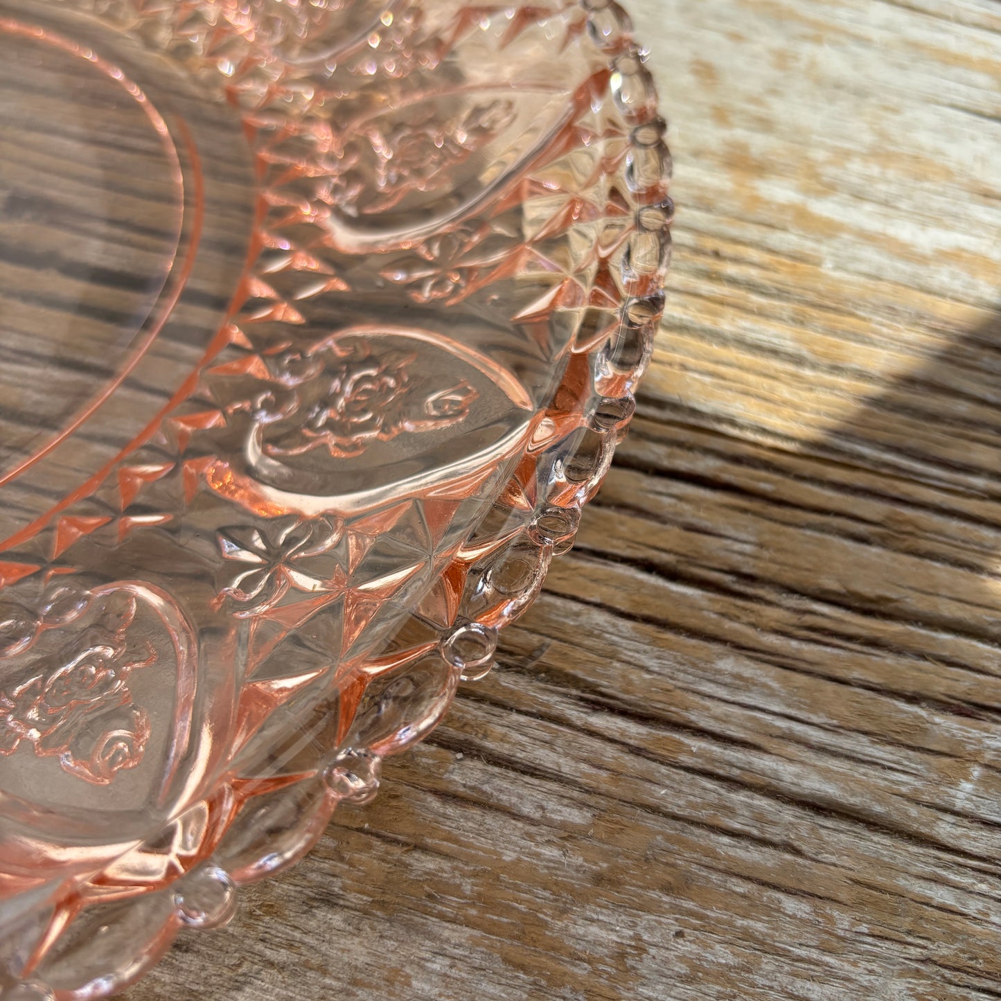 Pink Glass Bowl & Plate Set