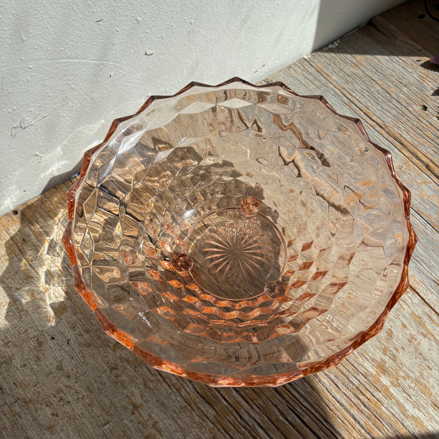 Pink Glass Bowl & Plate Set