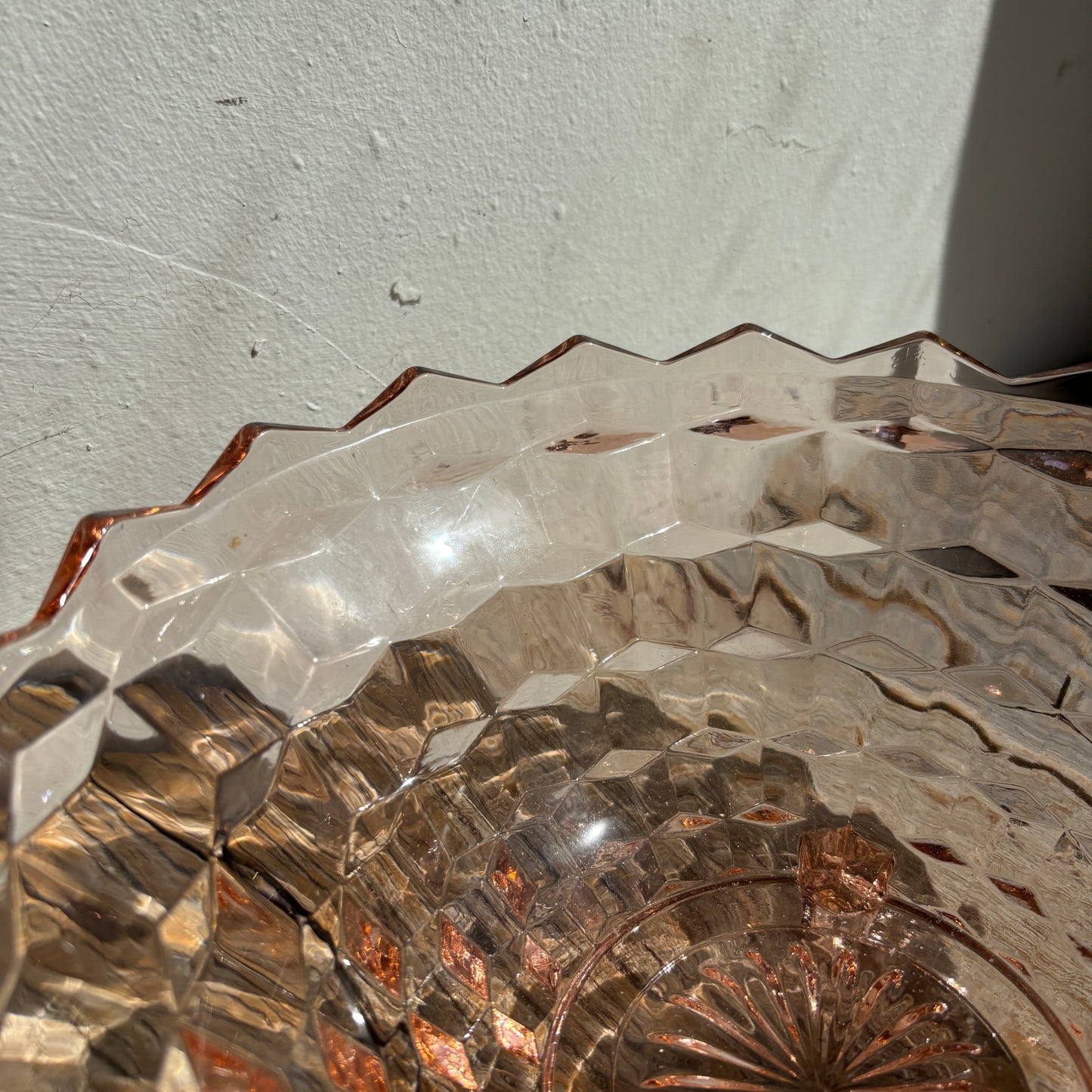 Pink Glass Bowl & Plate Set
