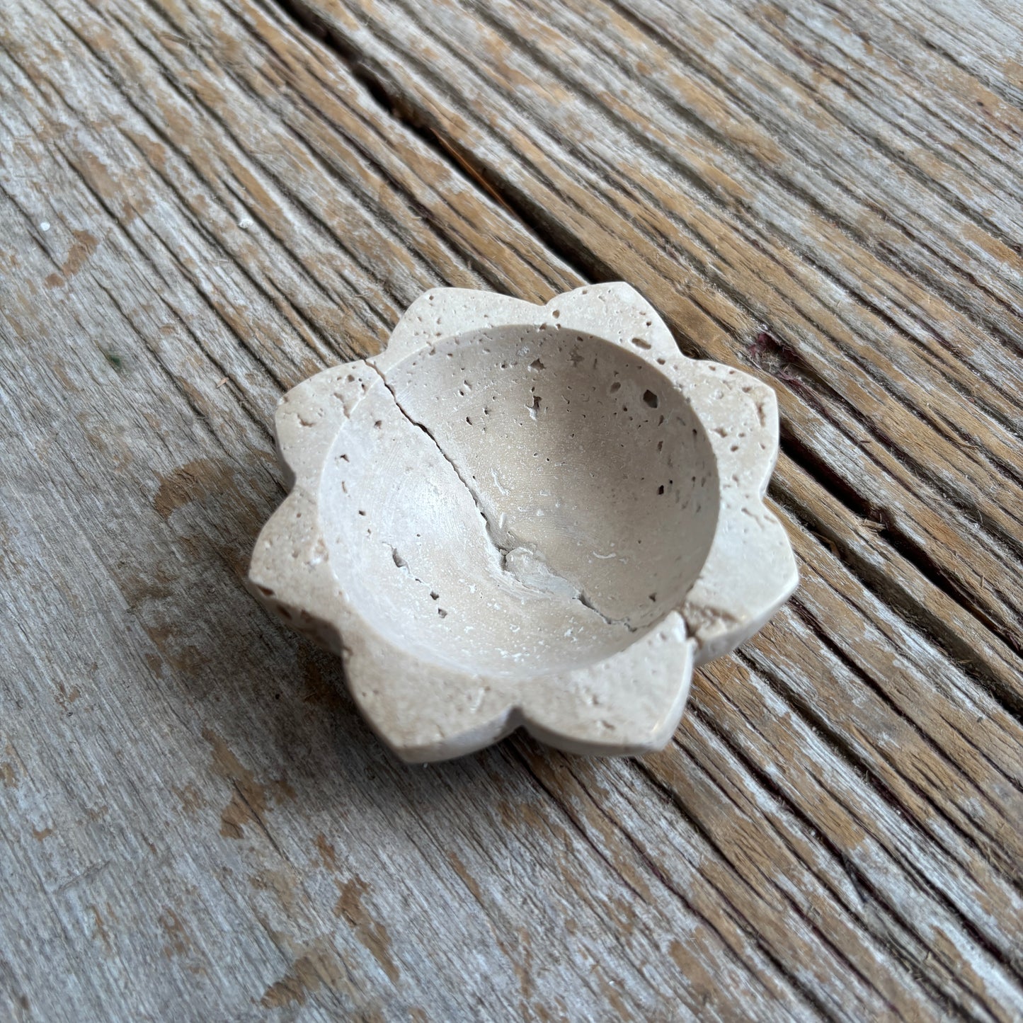 Travertine Lotus Salt Bowl