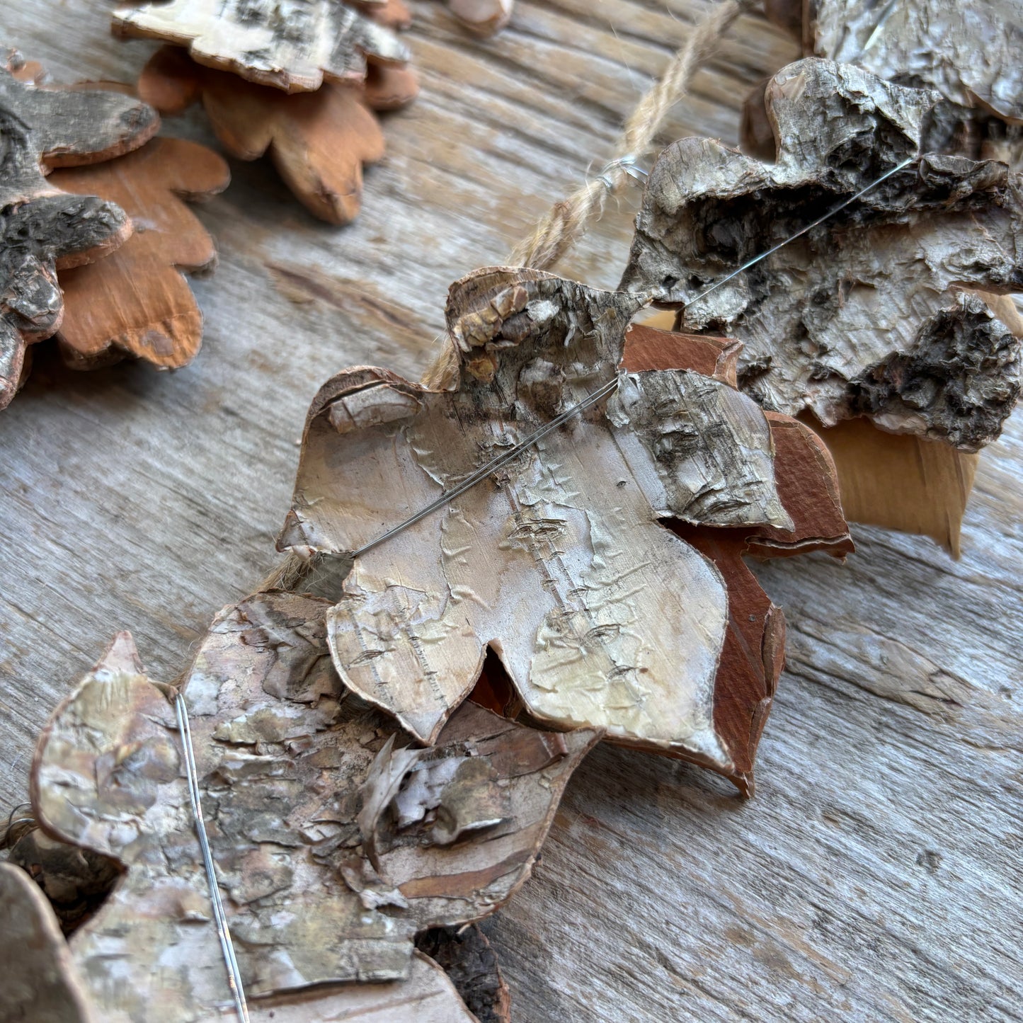 Natural Birch Bark + Jute Leaf Garland