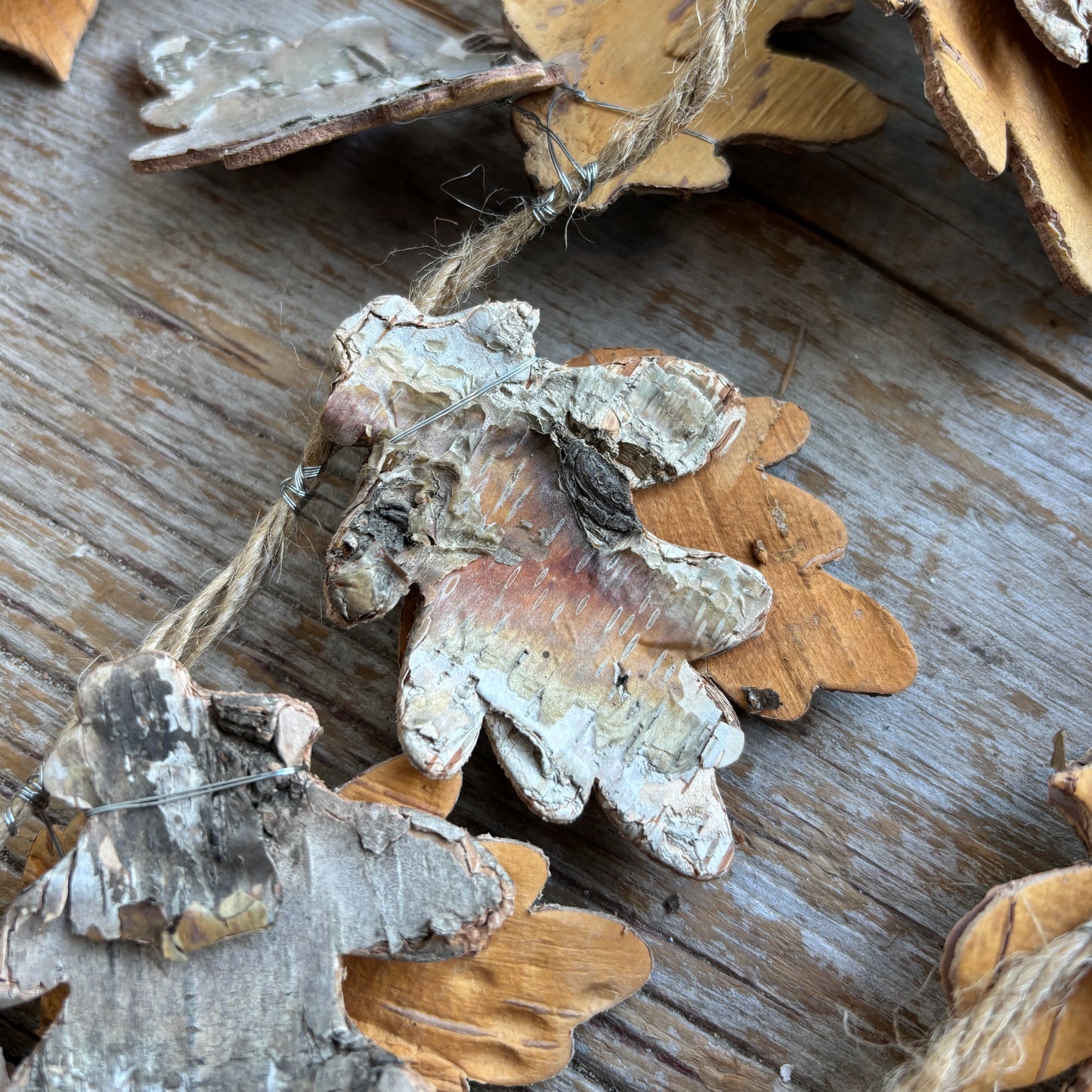 Natural Birch Bark + Jute Leaf Garland