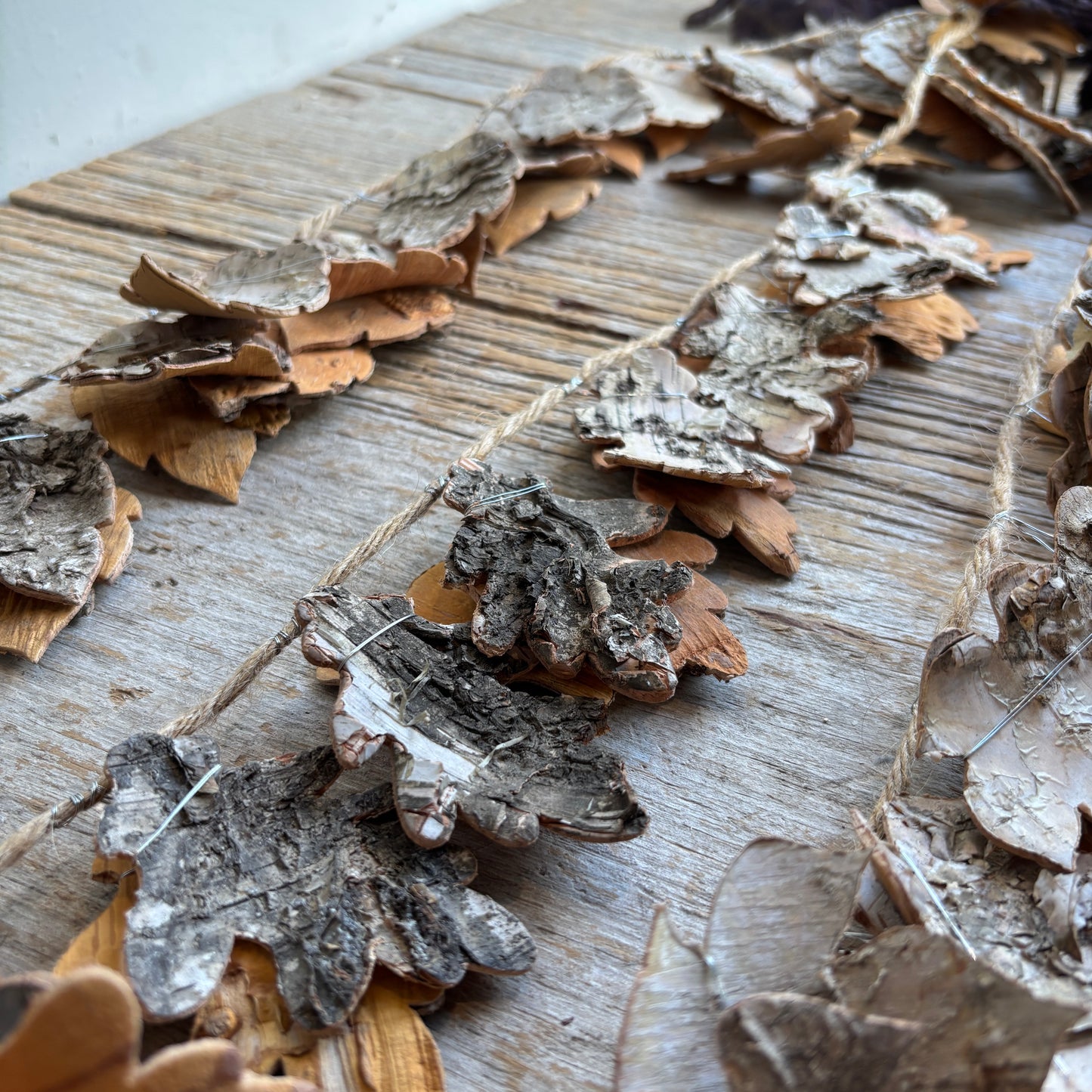 Natural Birch Bark + Jute Leaf Garland