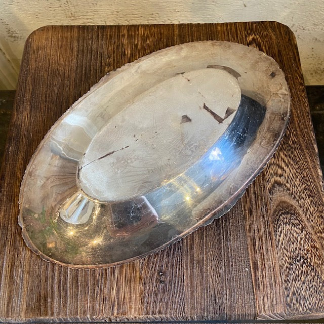 Vintage Oval Silver Tray - Ribbed Edge