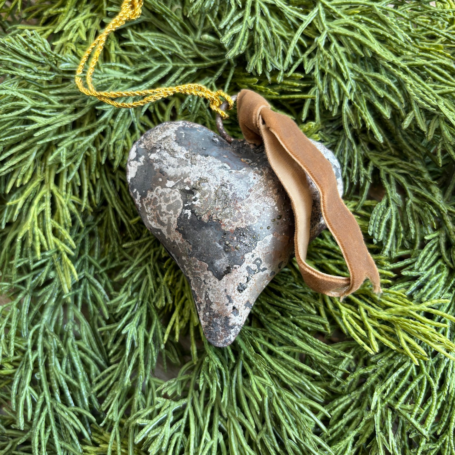 Metal Heart Shaped Bell Ornament