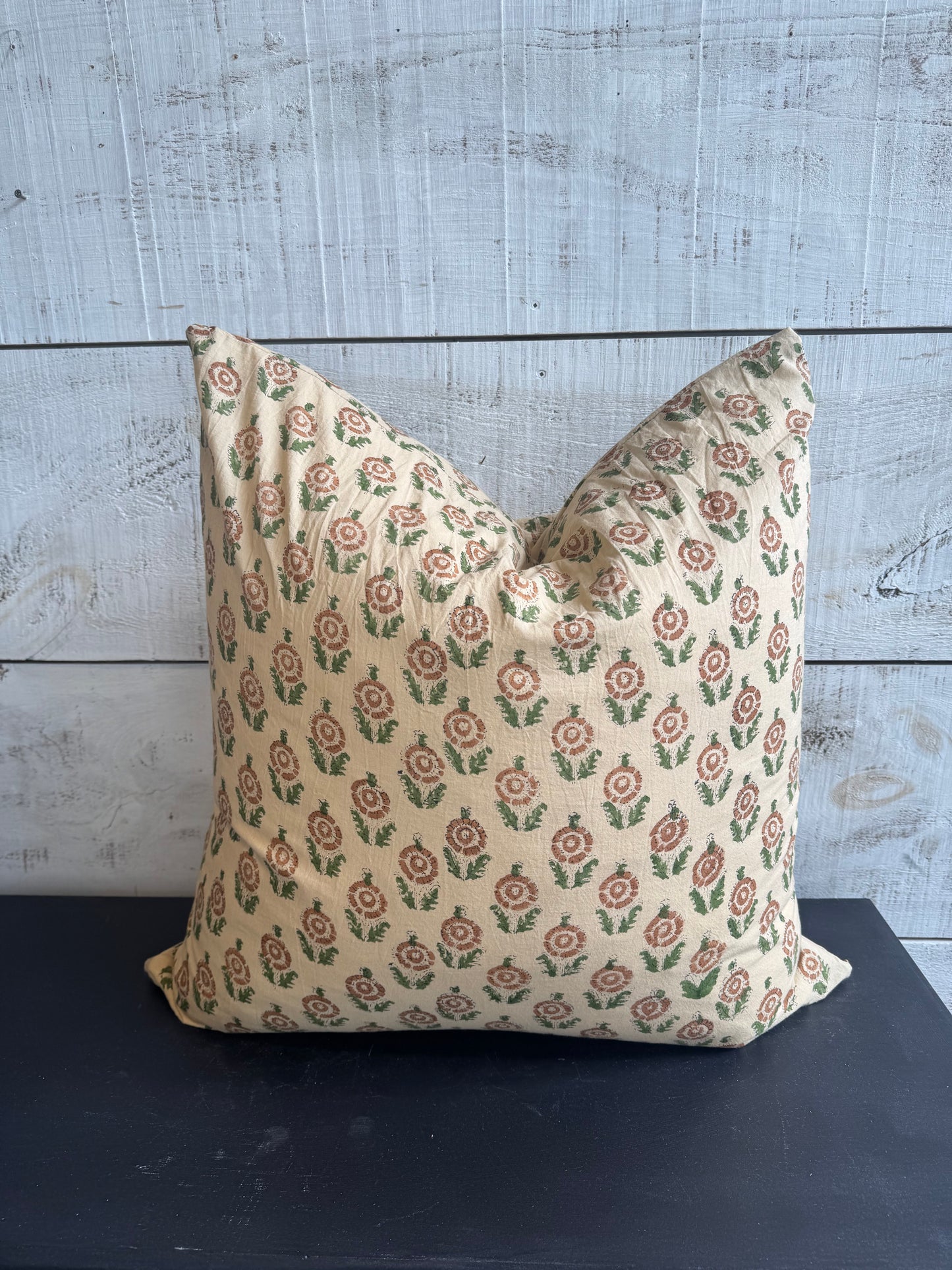 Block Print Pillow Cover w/ Cream Zipper - 24 x 24