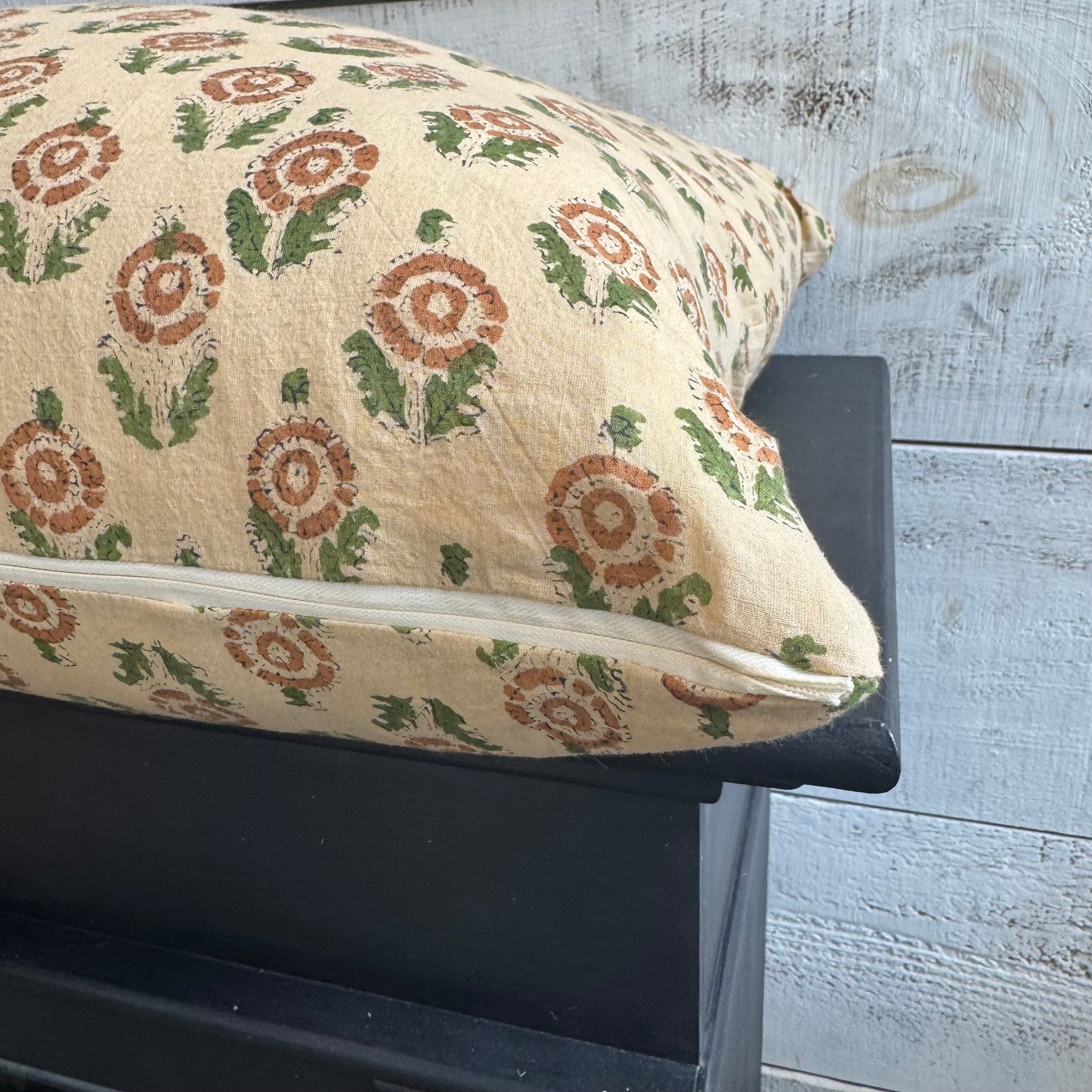 Block Print Pillow Cover w/ Cream Zipper - 24 x 24
