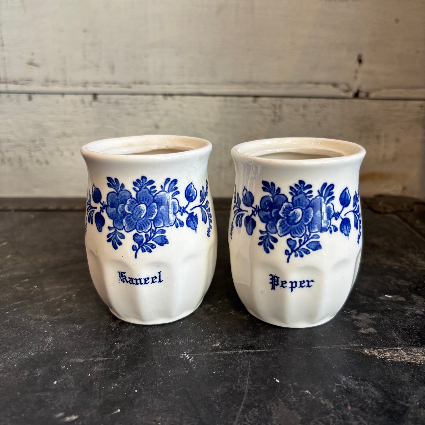 Blue & White Floral Jars - Set of 2