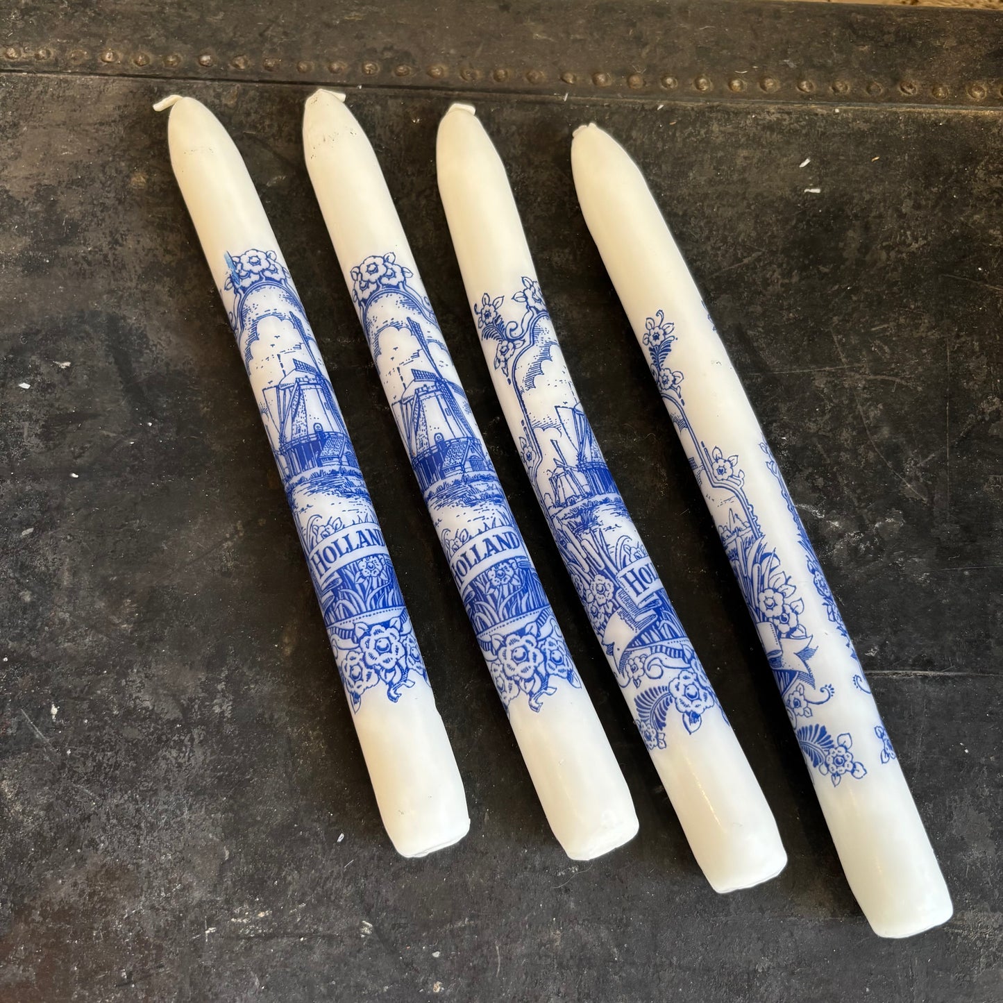 Blue & White "Holland" Candles - Set of 4