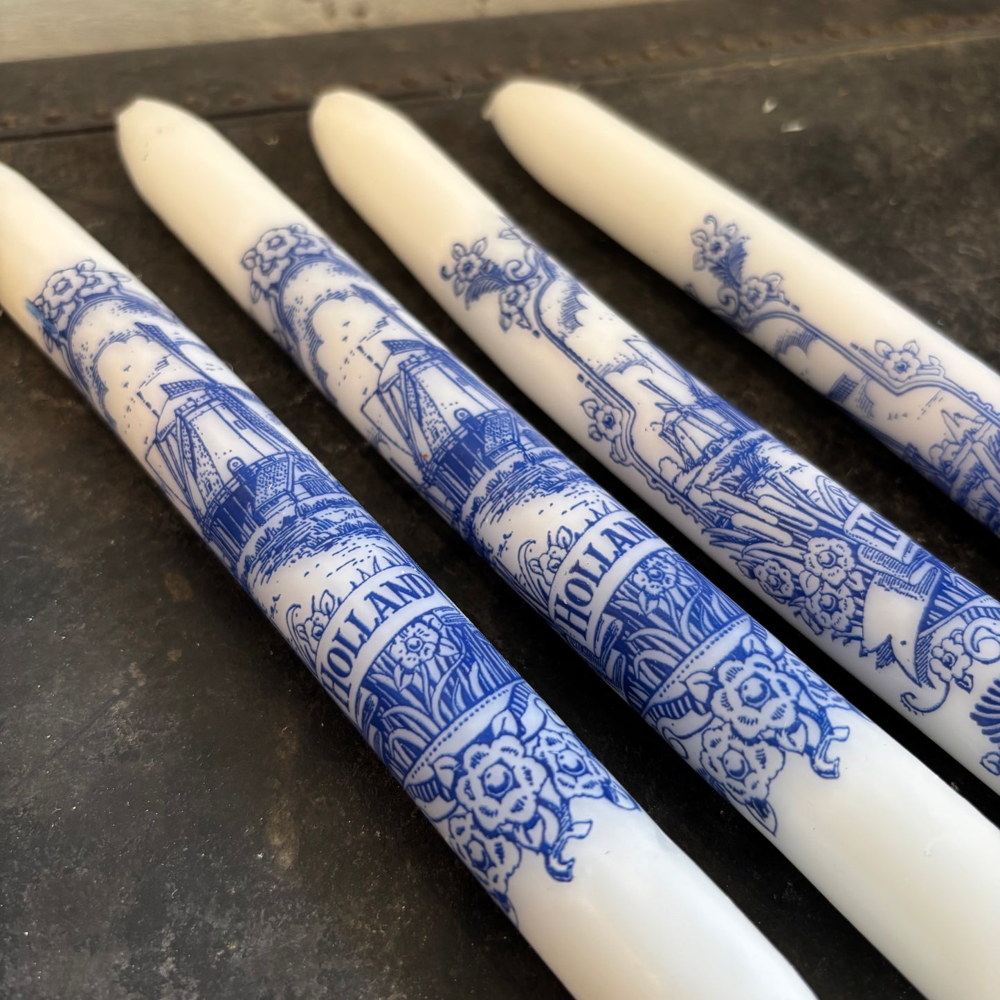 Blue & White "Holland" Candles - Set of 4