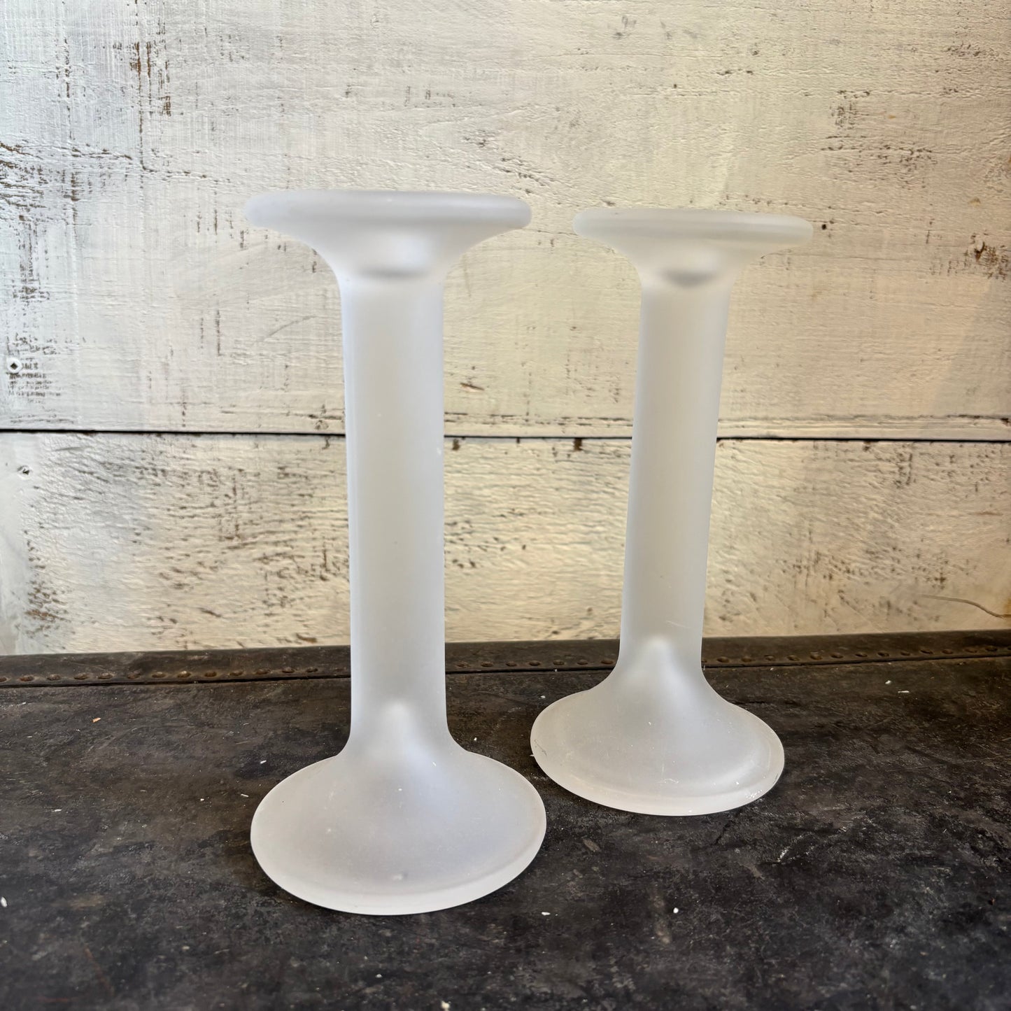 Frosted Glass Candle Holders