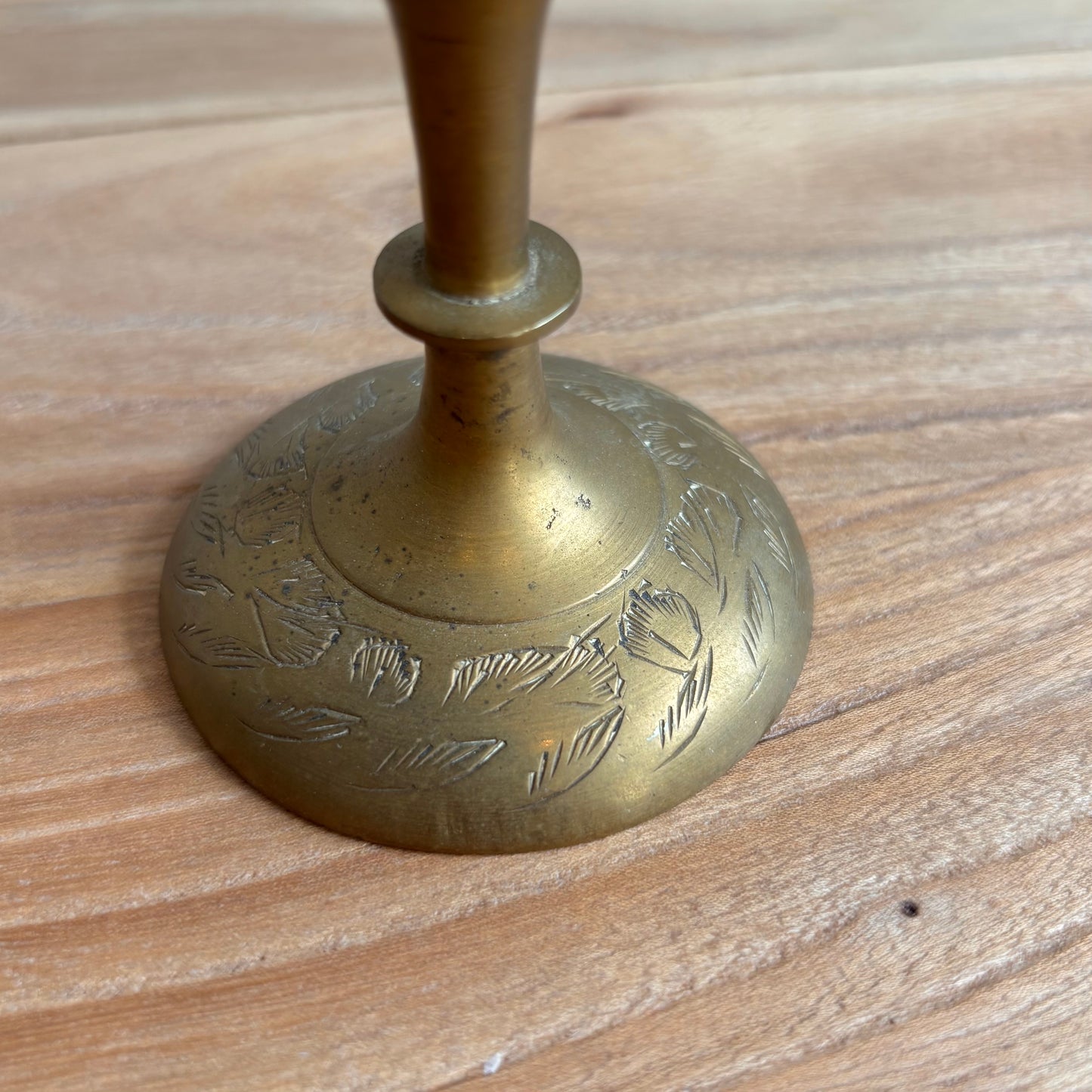 Vintage Brass Etched Vase - Small