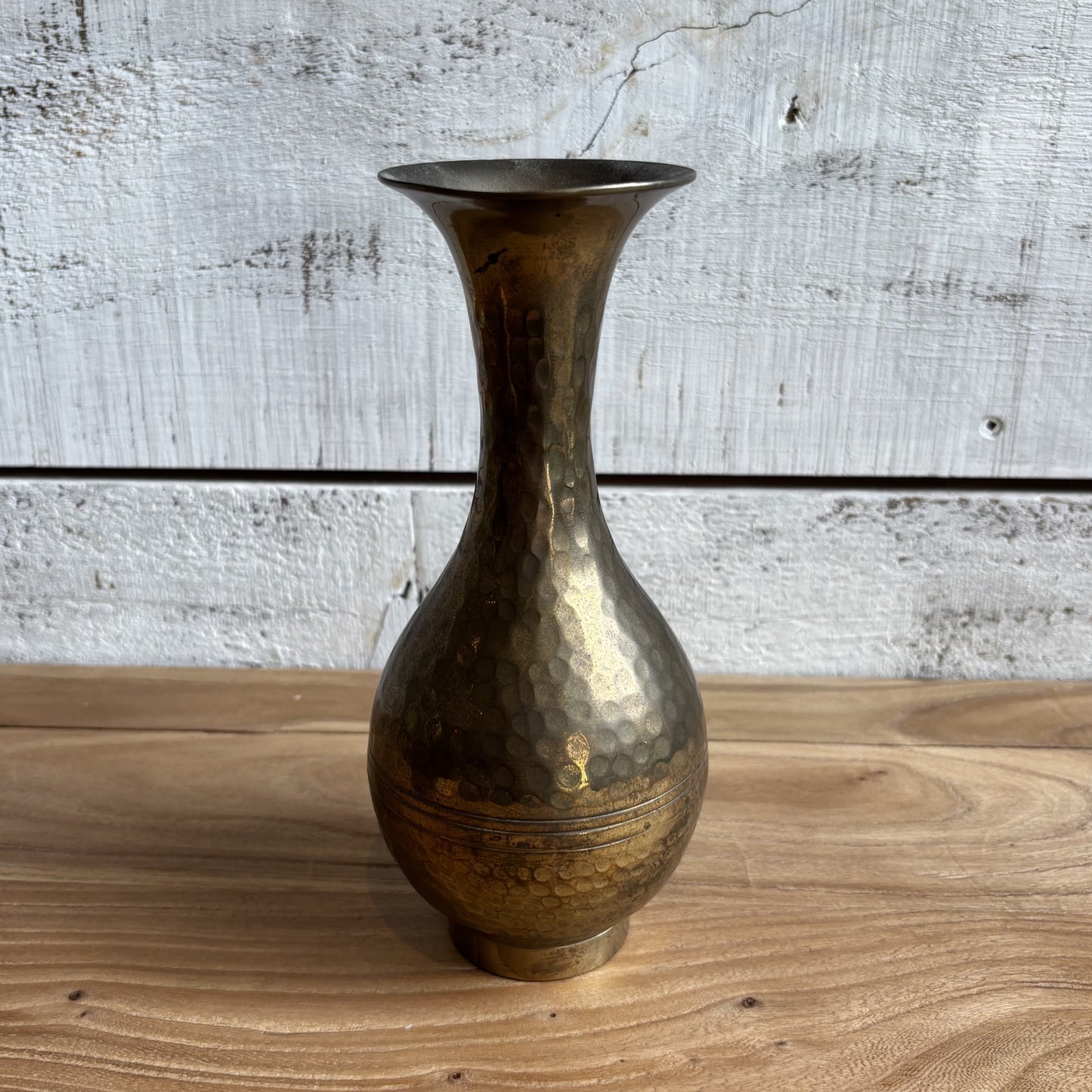 Vintage Hammered Brass Vase