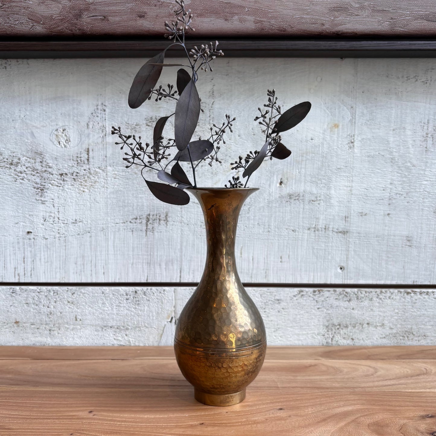 Vintage Hammered Brass Vase