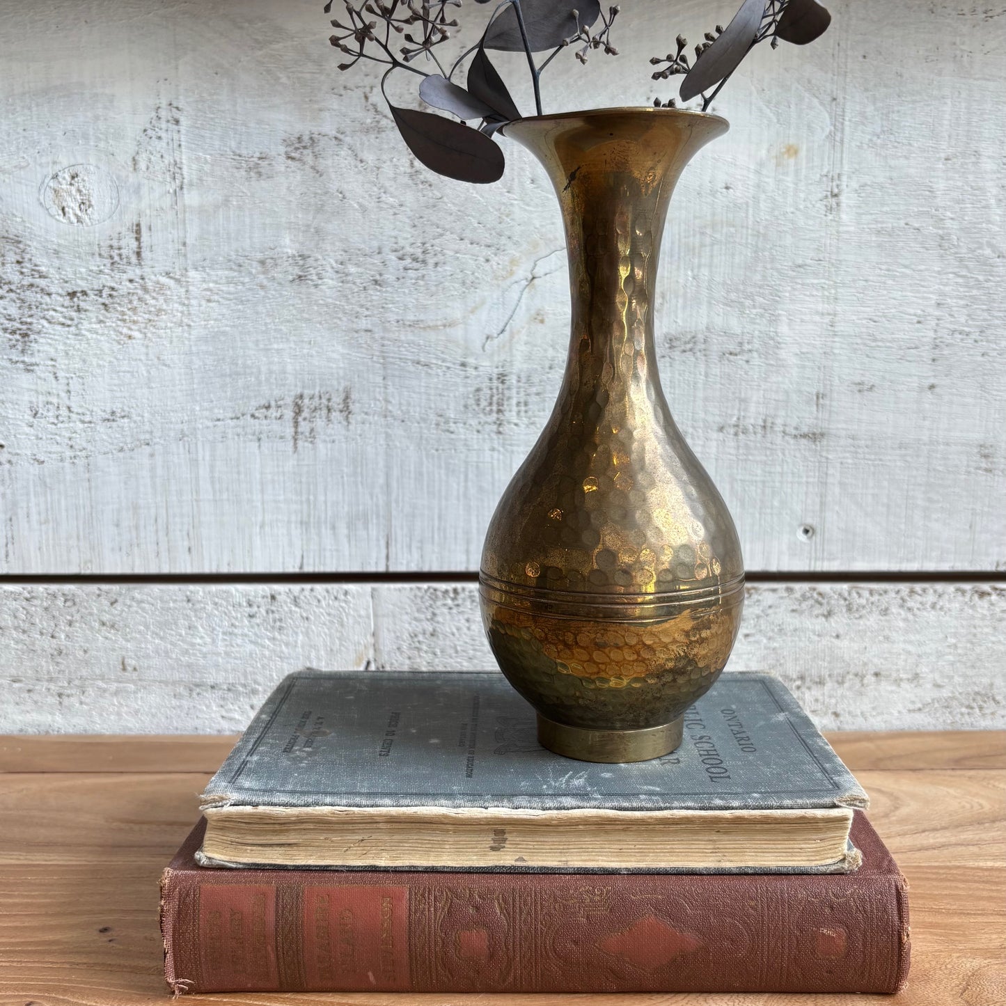 Vintage Hammered Brass Vase