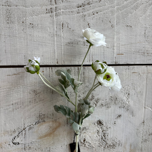 Faux Ranunculus Spray - White