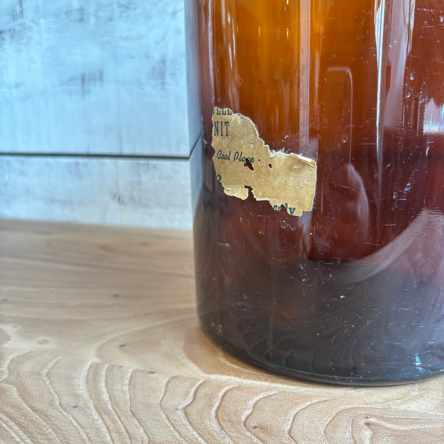 Vintage Brown Glass Jug w/ Cork